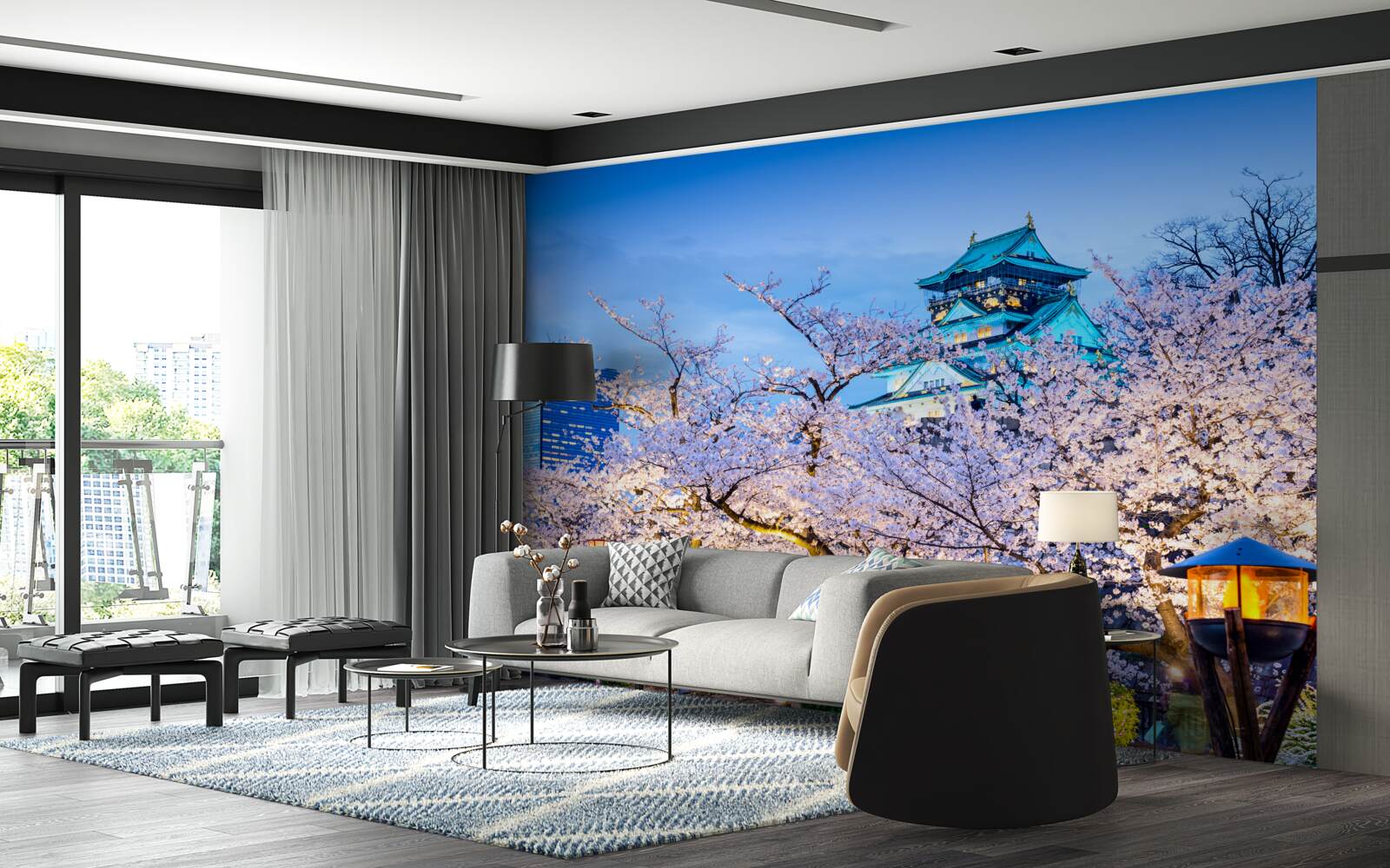 Fototapet seara flori de cireș