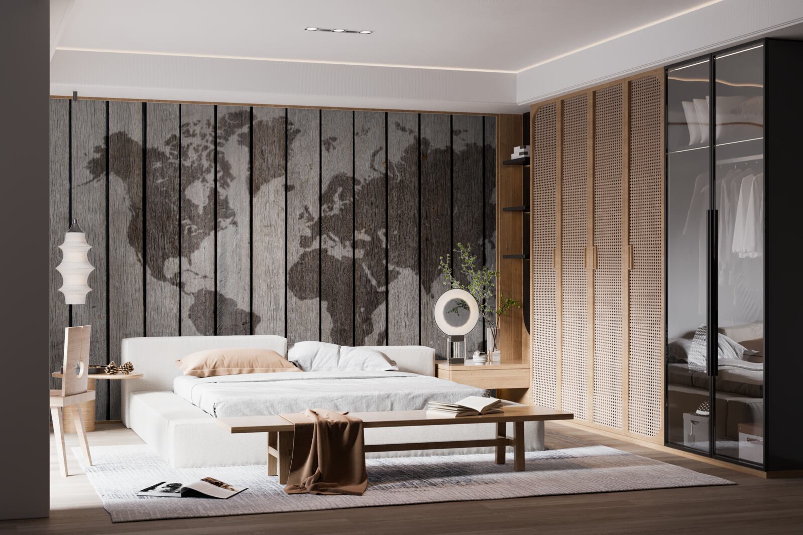 Fototapet hartă a lumii pe plăci de lemn