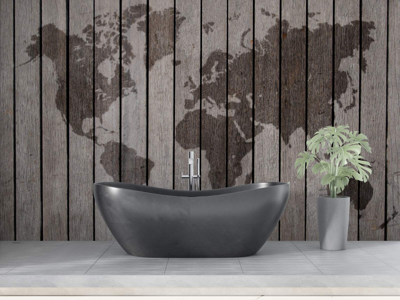 Fototapet hartă a lumii pe plăci de lemn