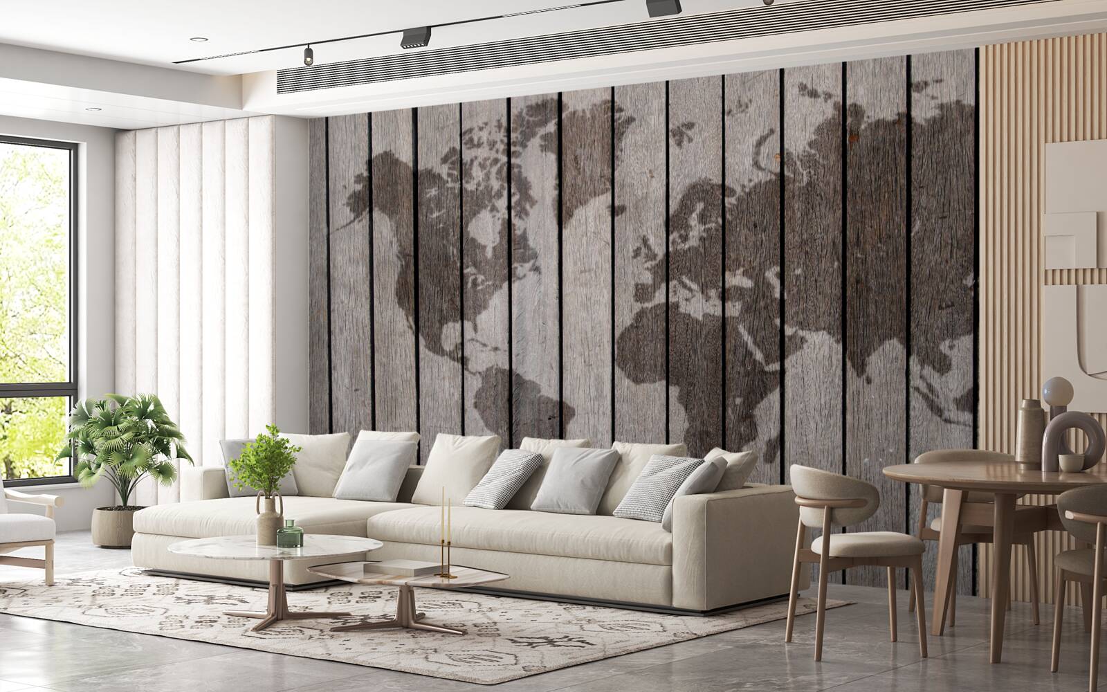 Fototapet hartă a lumii pe plăci de lemn