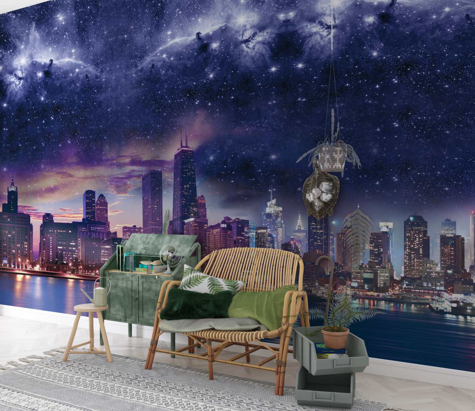 Fototapet pânză astrală magică deasupra metropolei