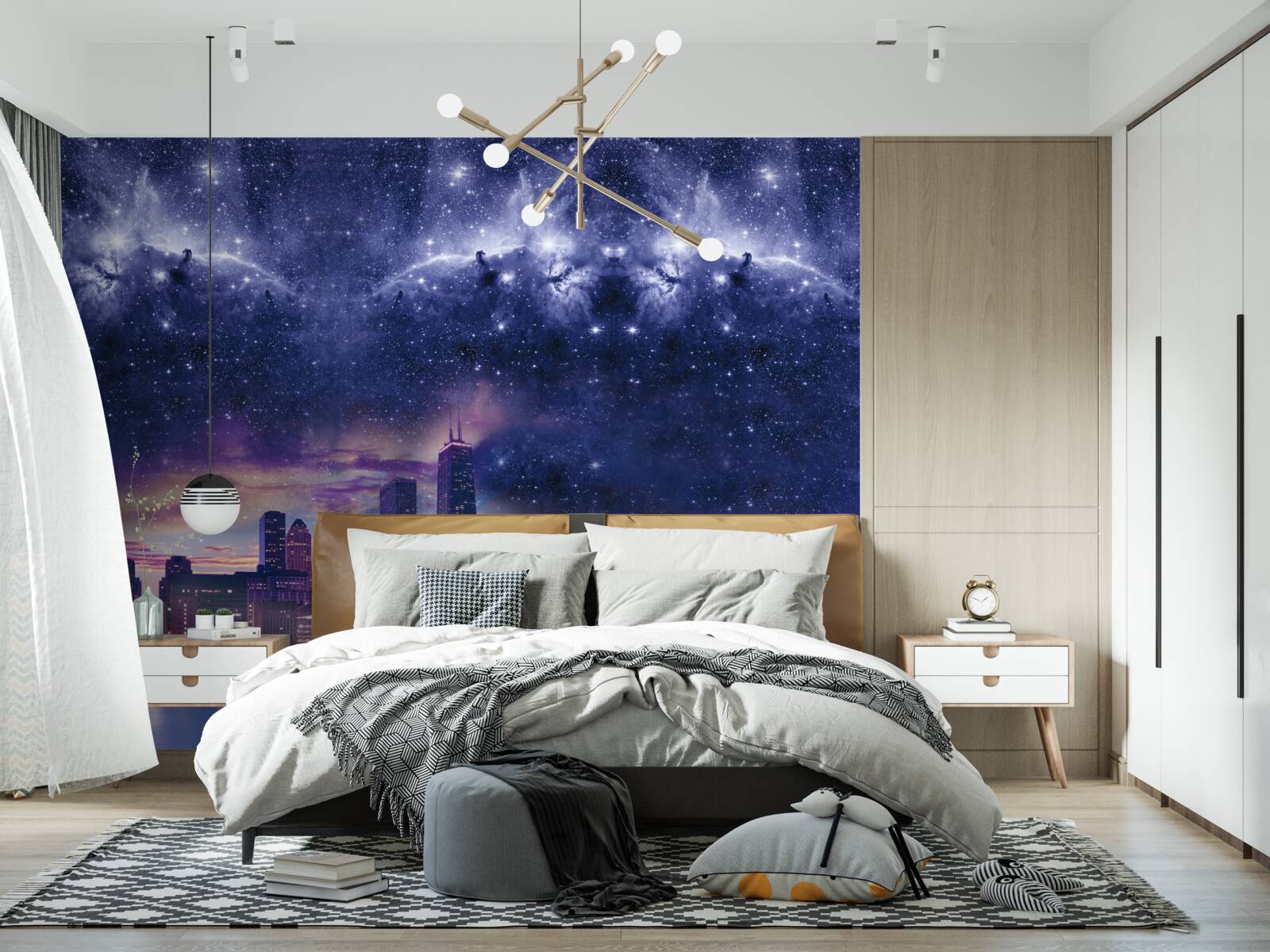 Fototapet pânză astrală magică deasupra metropolei