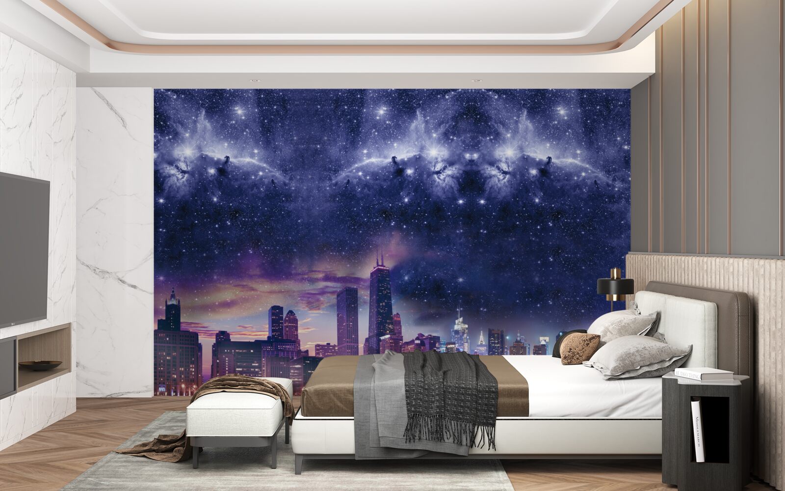 Fototapet pânză astrală magică deasupra metropolei