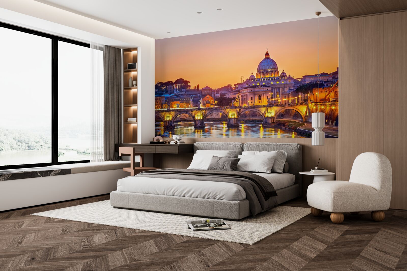 Fototapet vedere a catedralei romeo sub luminile serii