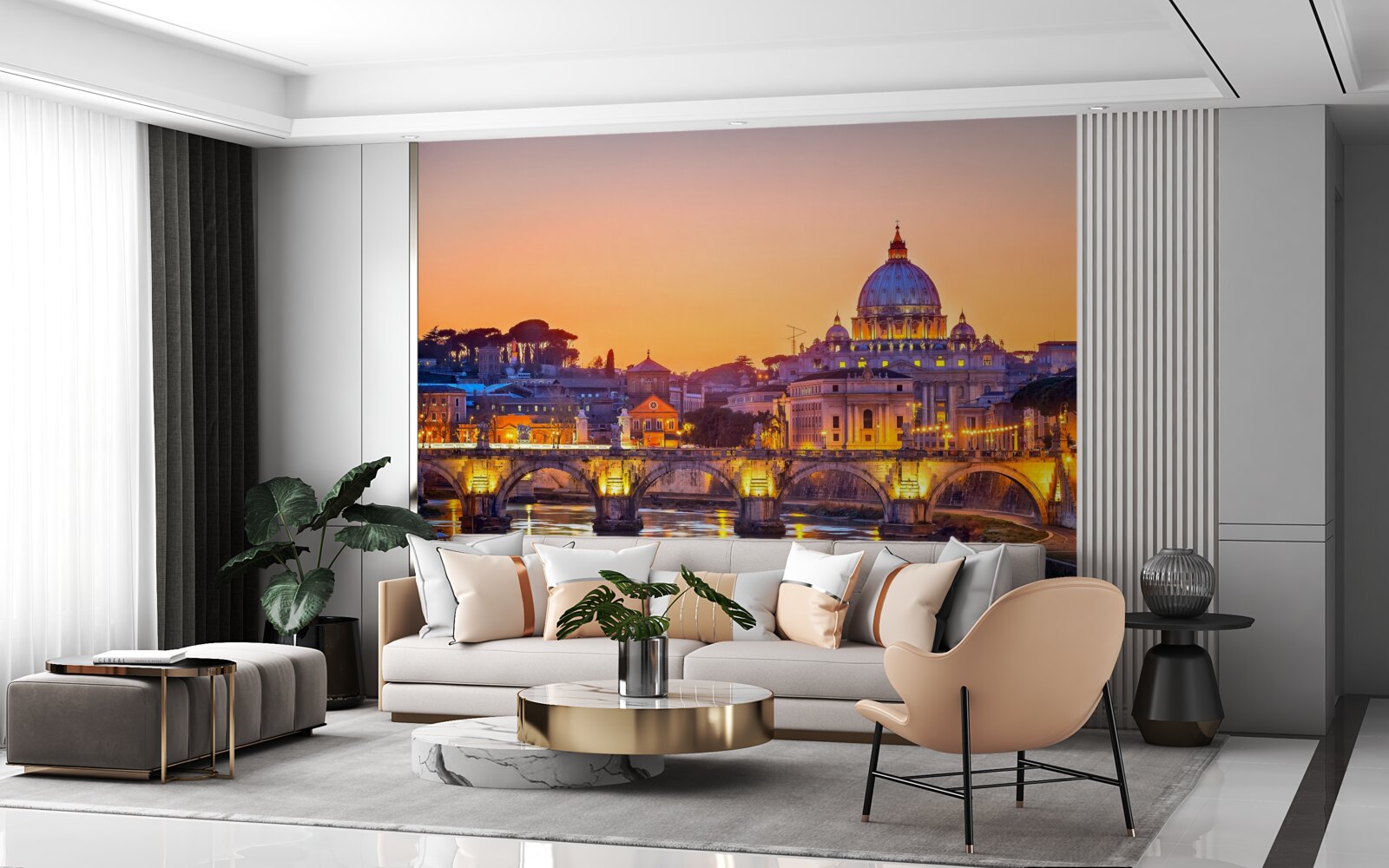 Fototapet vedere a catedralei romeo sub luminile serii