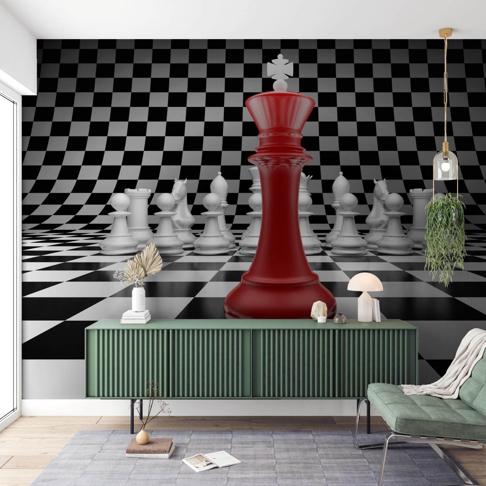 Fototapet regina tablei de șah în roșu