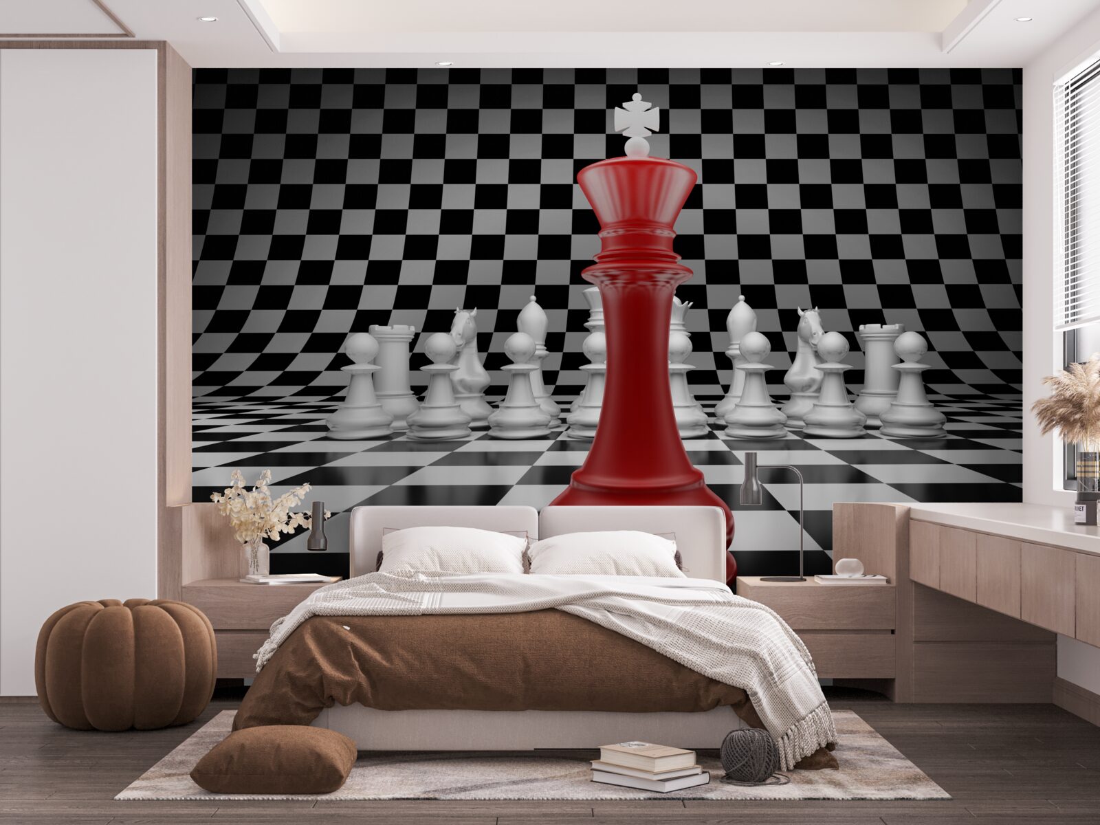 Fototapet regina tablei de șah în roșu