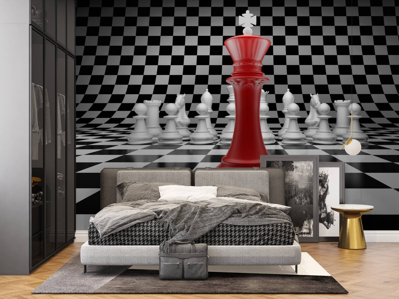 Fototapet regina tablei de șah în roșu