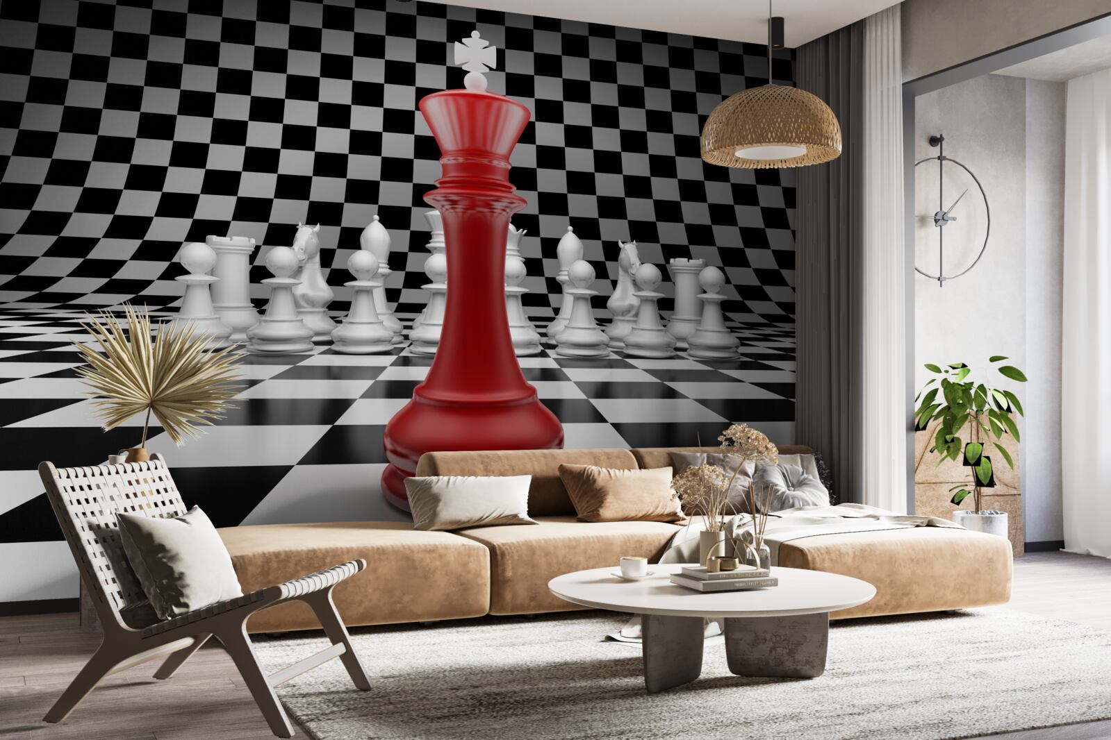 Fototapet regina tablei de șah în roșu