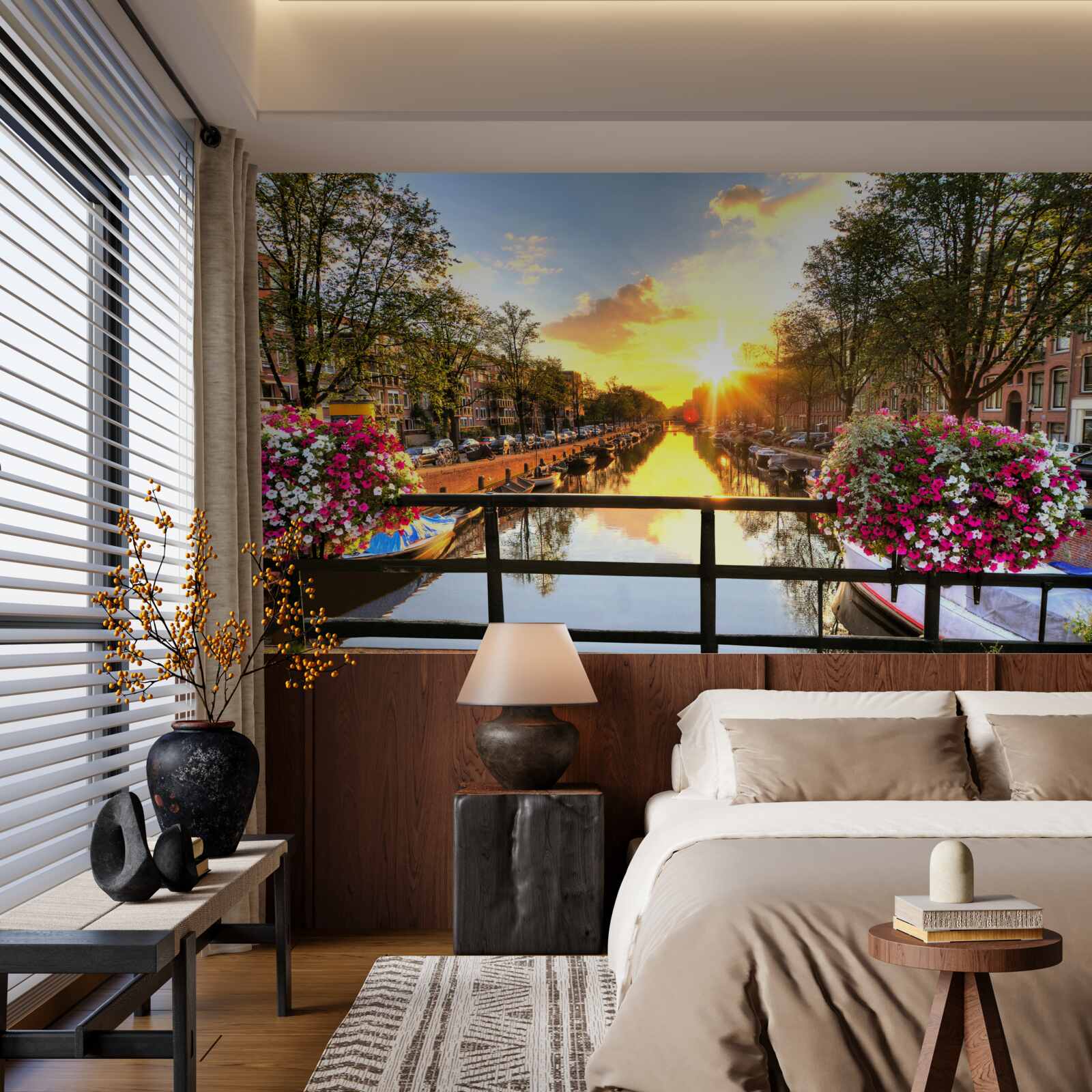 Fototapet inima amsterdamului este învăluită în apus