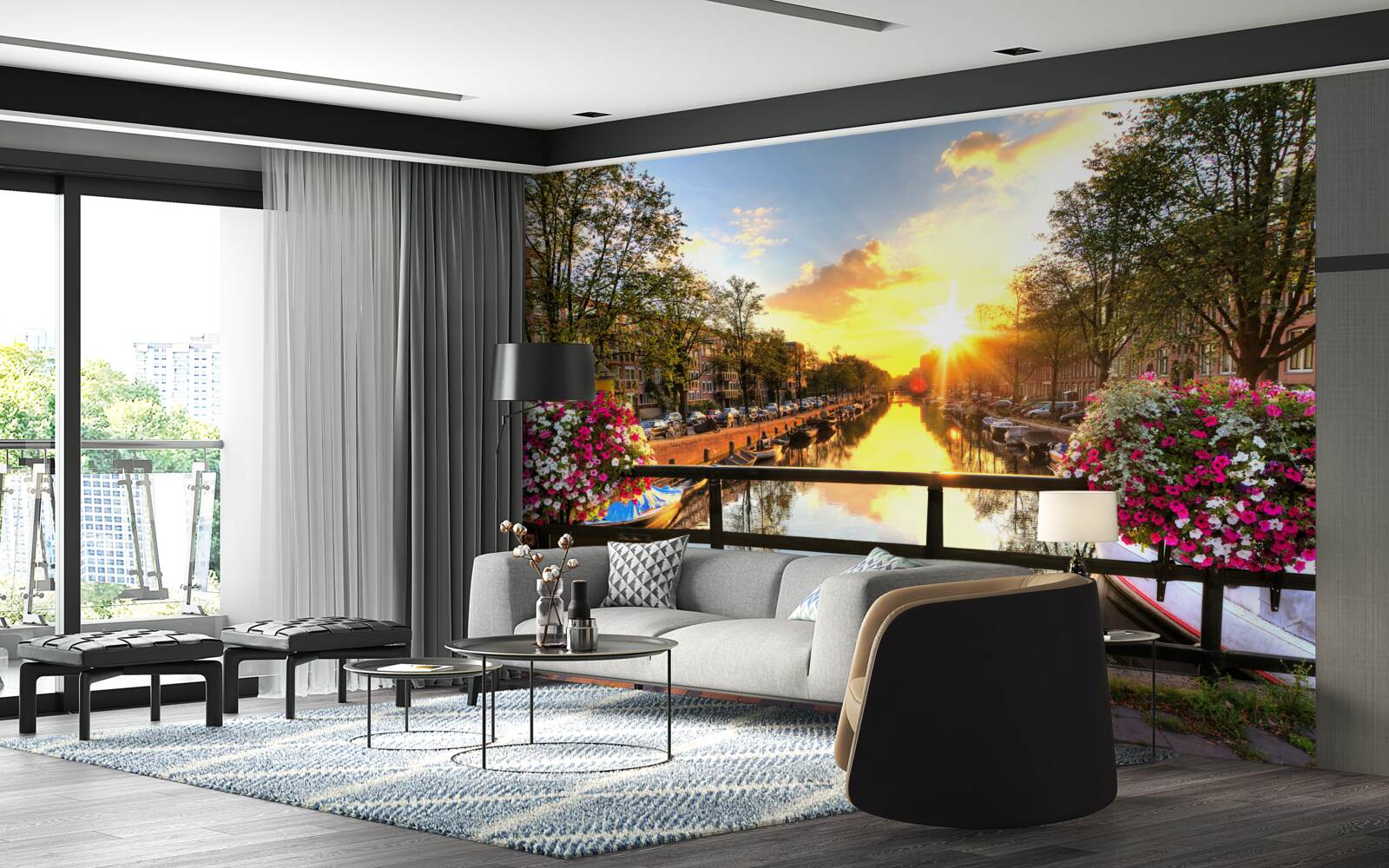 Fototapet inima amsterdamului este învăluită în apus