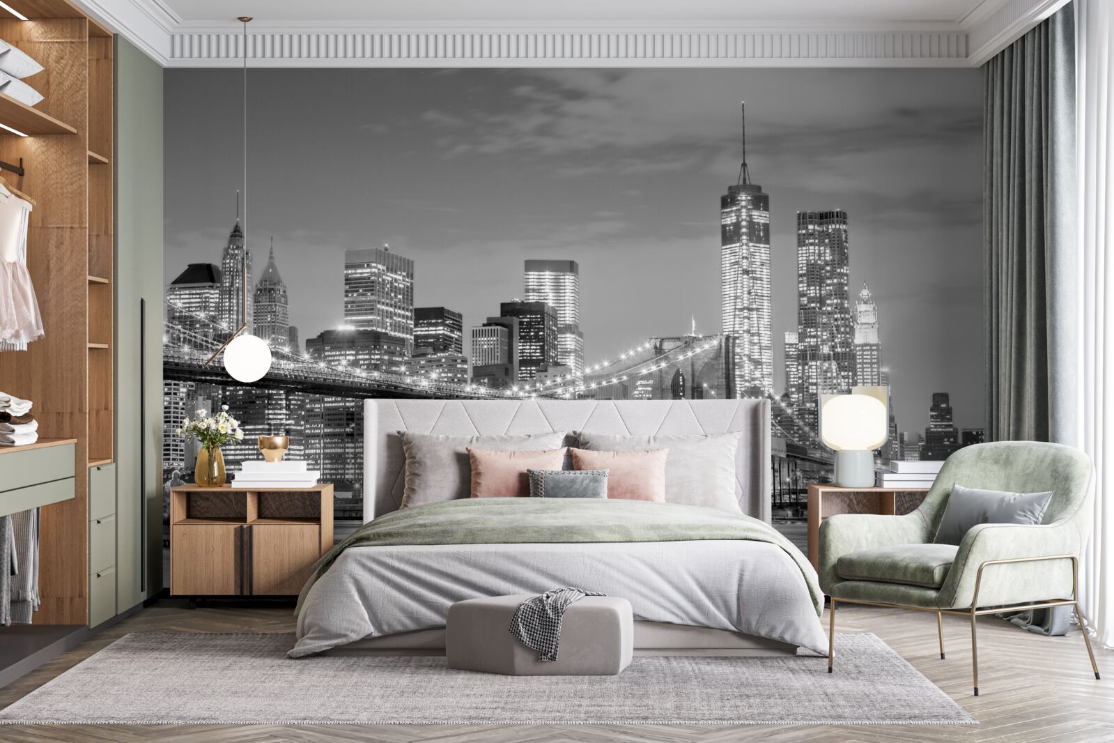 Fototapet metropola cu vedere la podul brooklyn