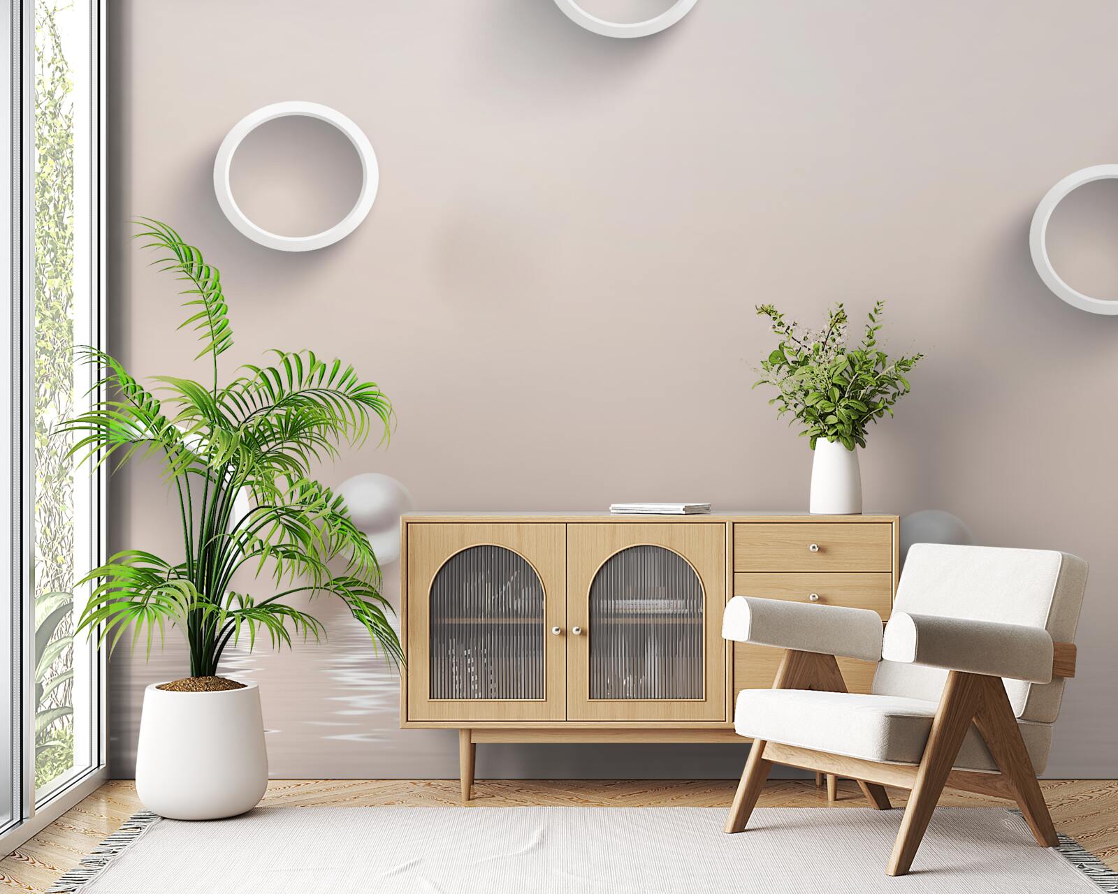 Fototapet cercuri pe apă și perle