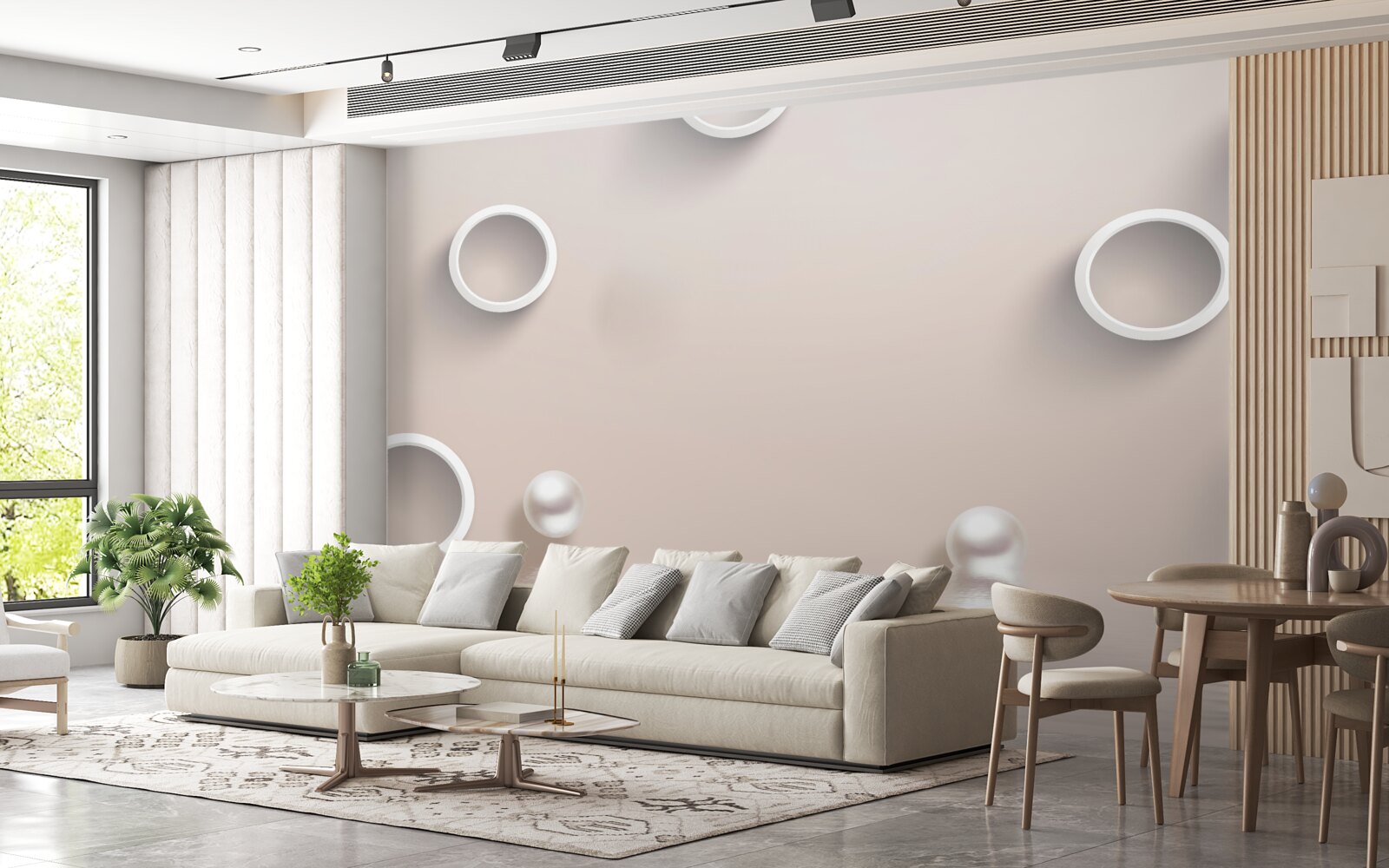 Fototapet cercuri pe apă și perle