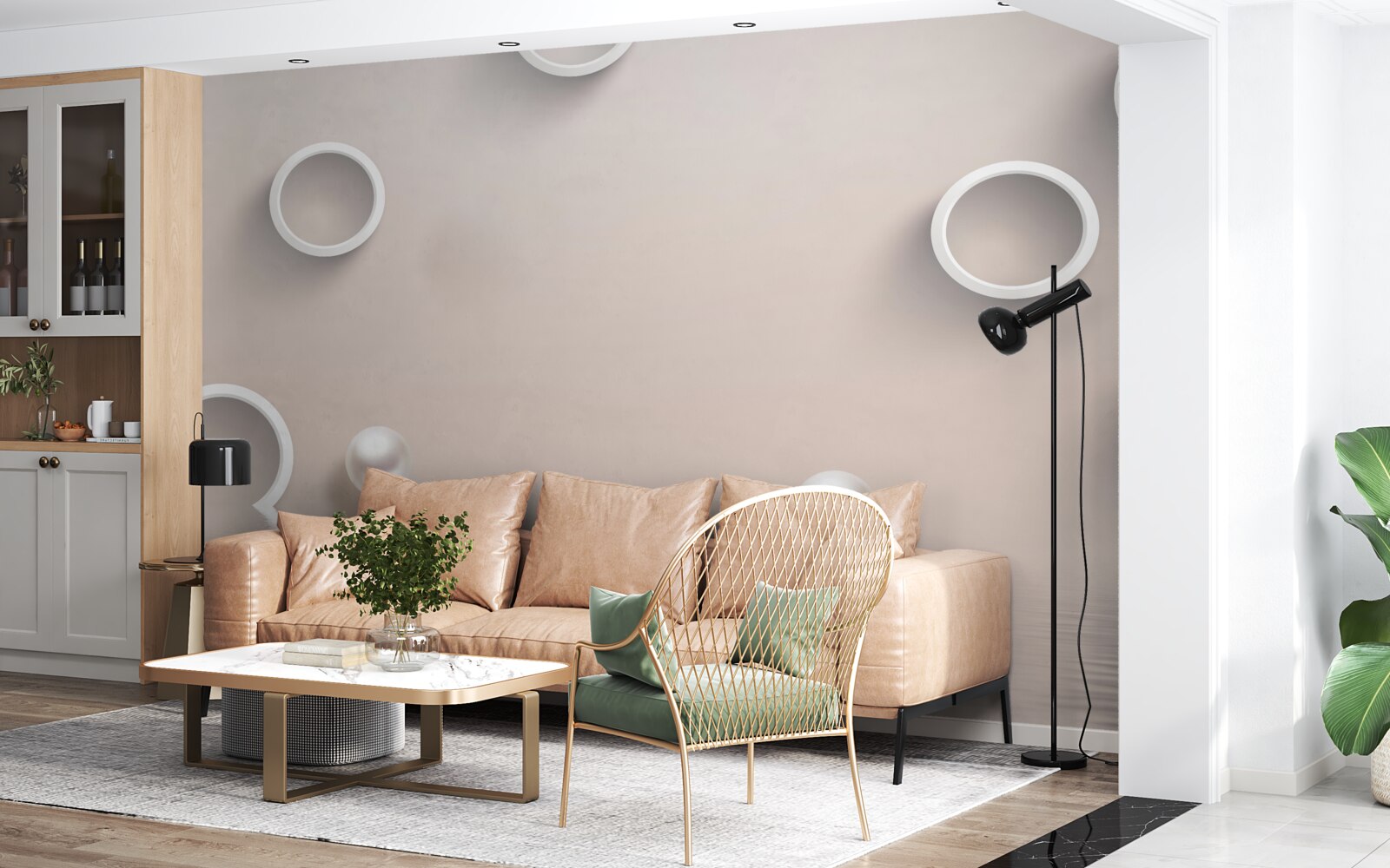 Fototapet cercuri pe apă și perle