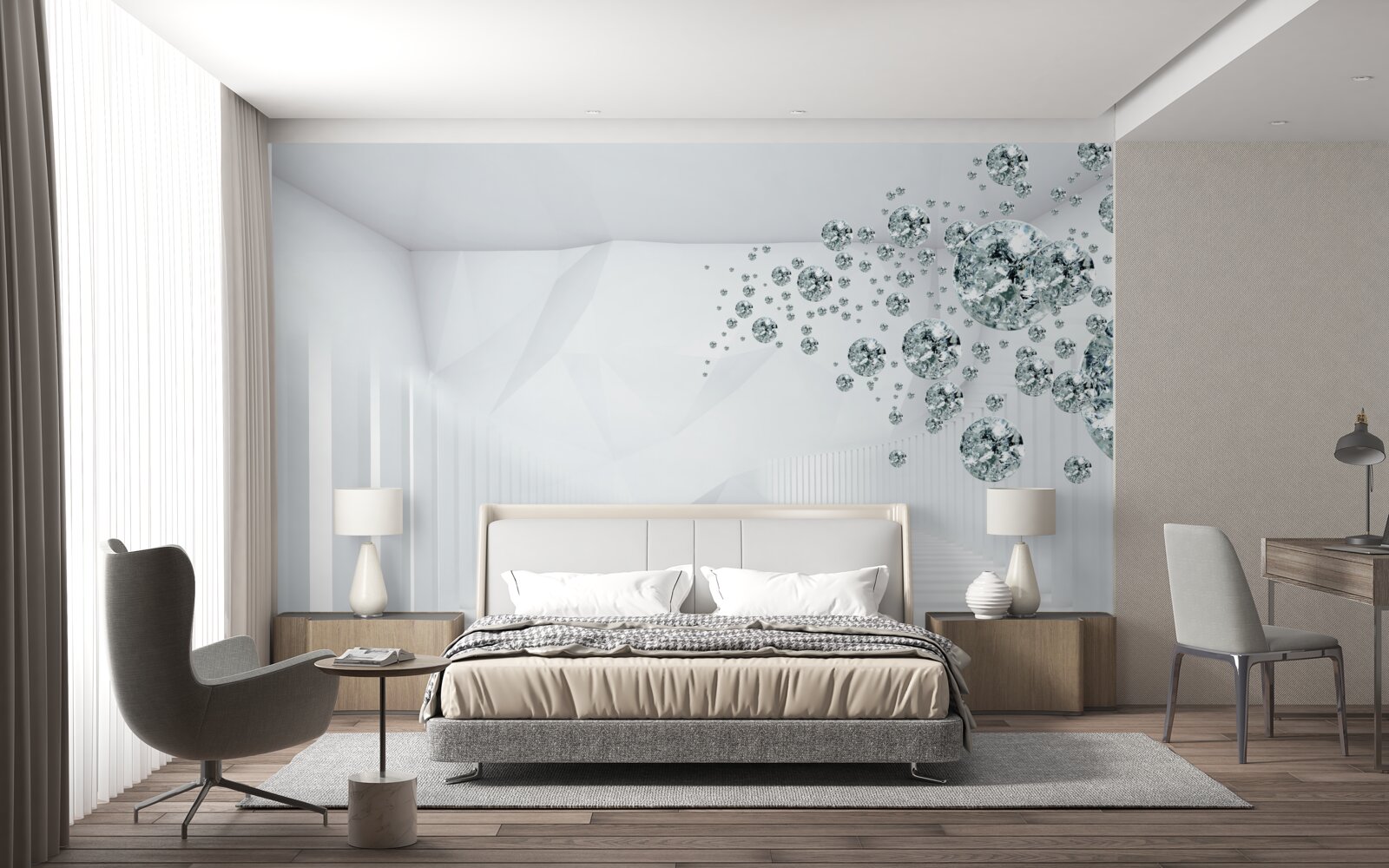 Fototapet picături de apă într-o cameră luminată