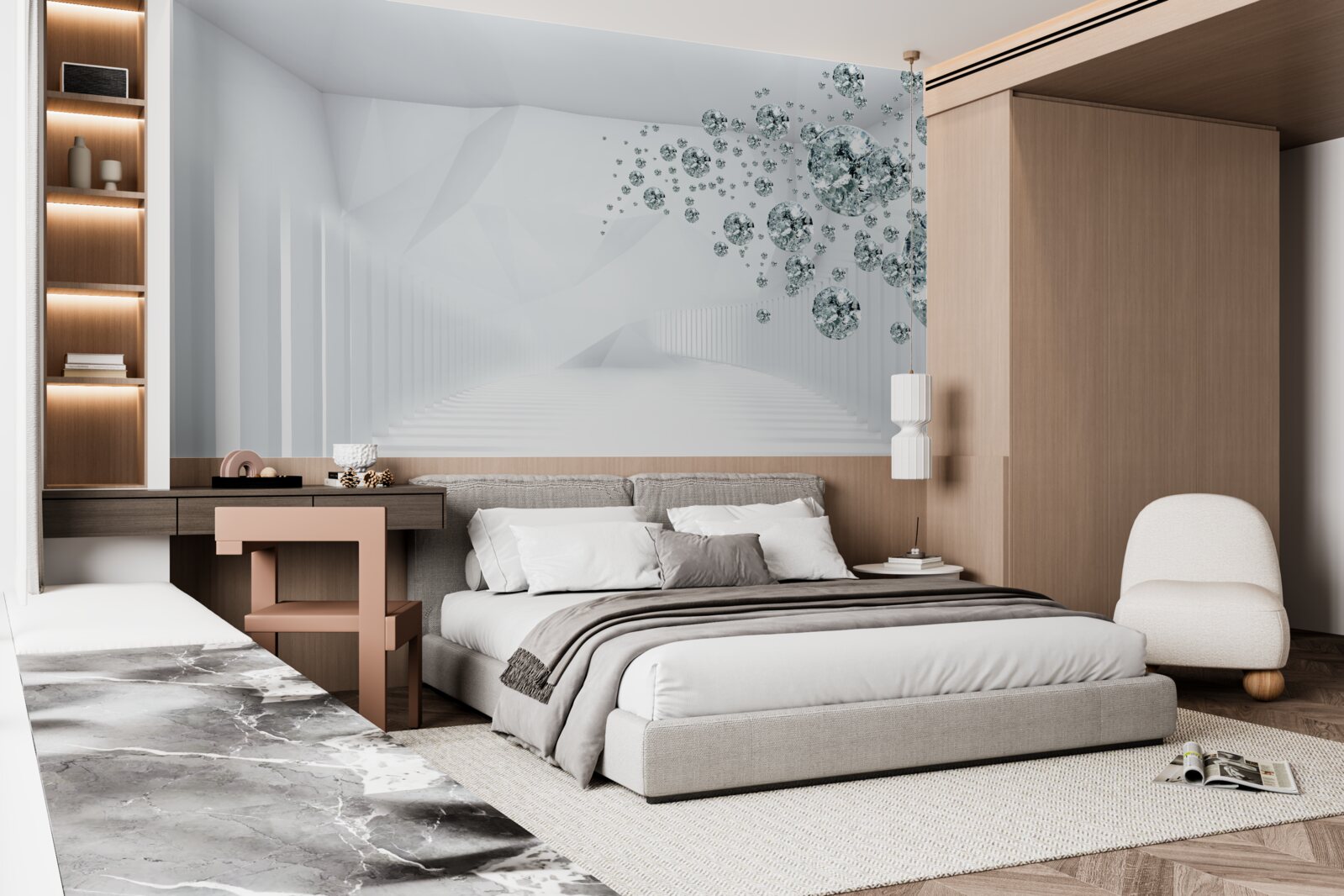 Fototapet picături de apă într-o cameră luminată