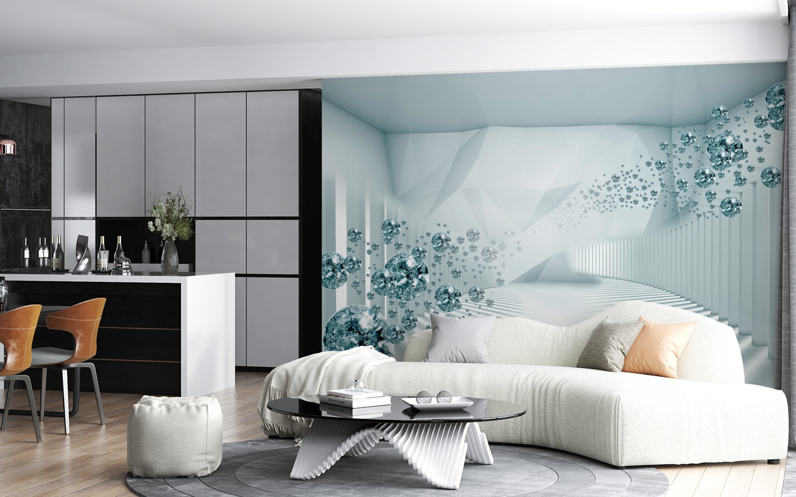 Fototapet creșterea particulelor de ocean albastru