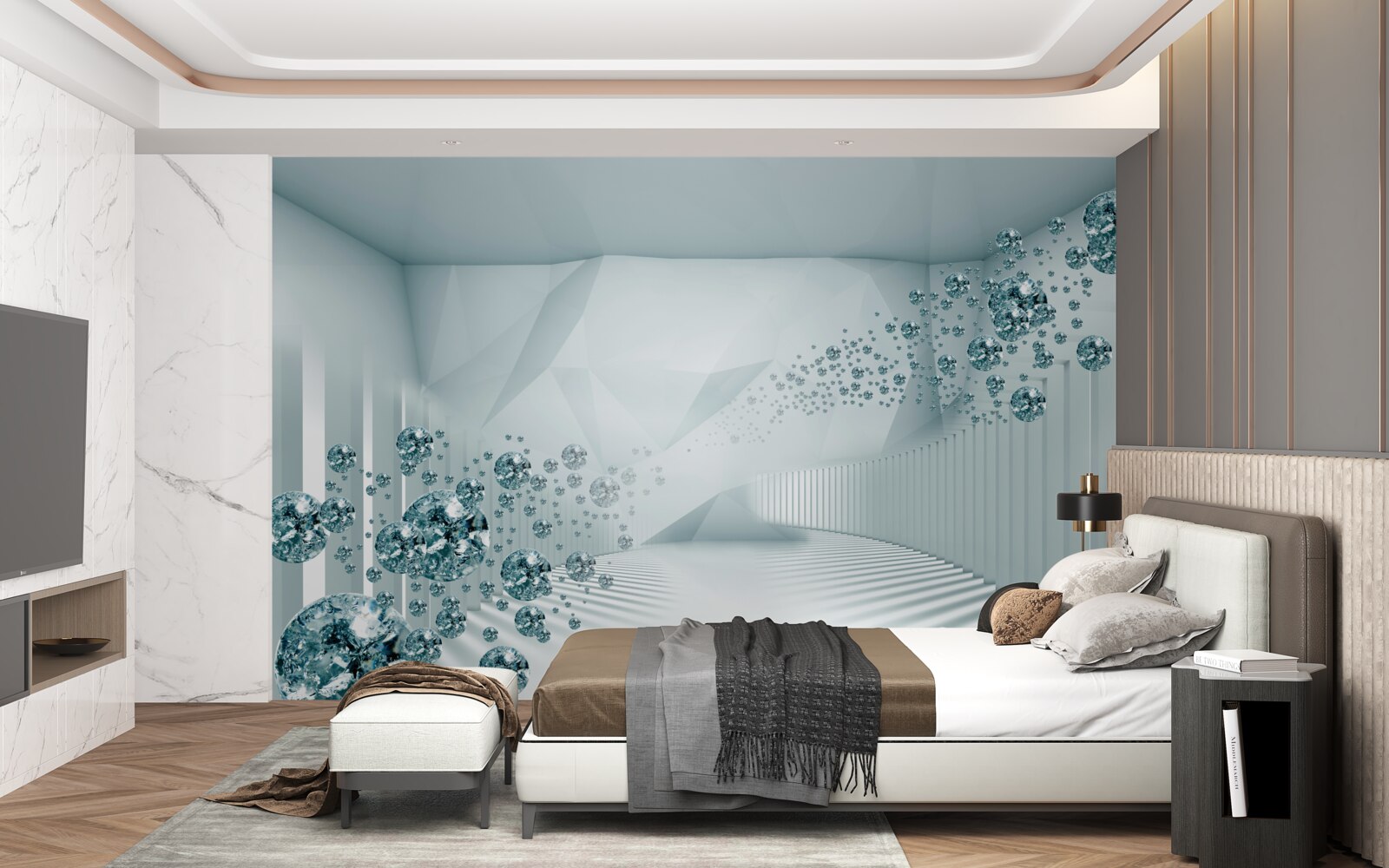 Fototapet creșterea particulelor de ocean albastru