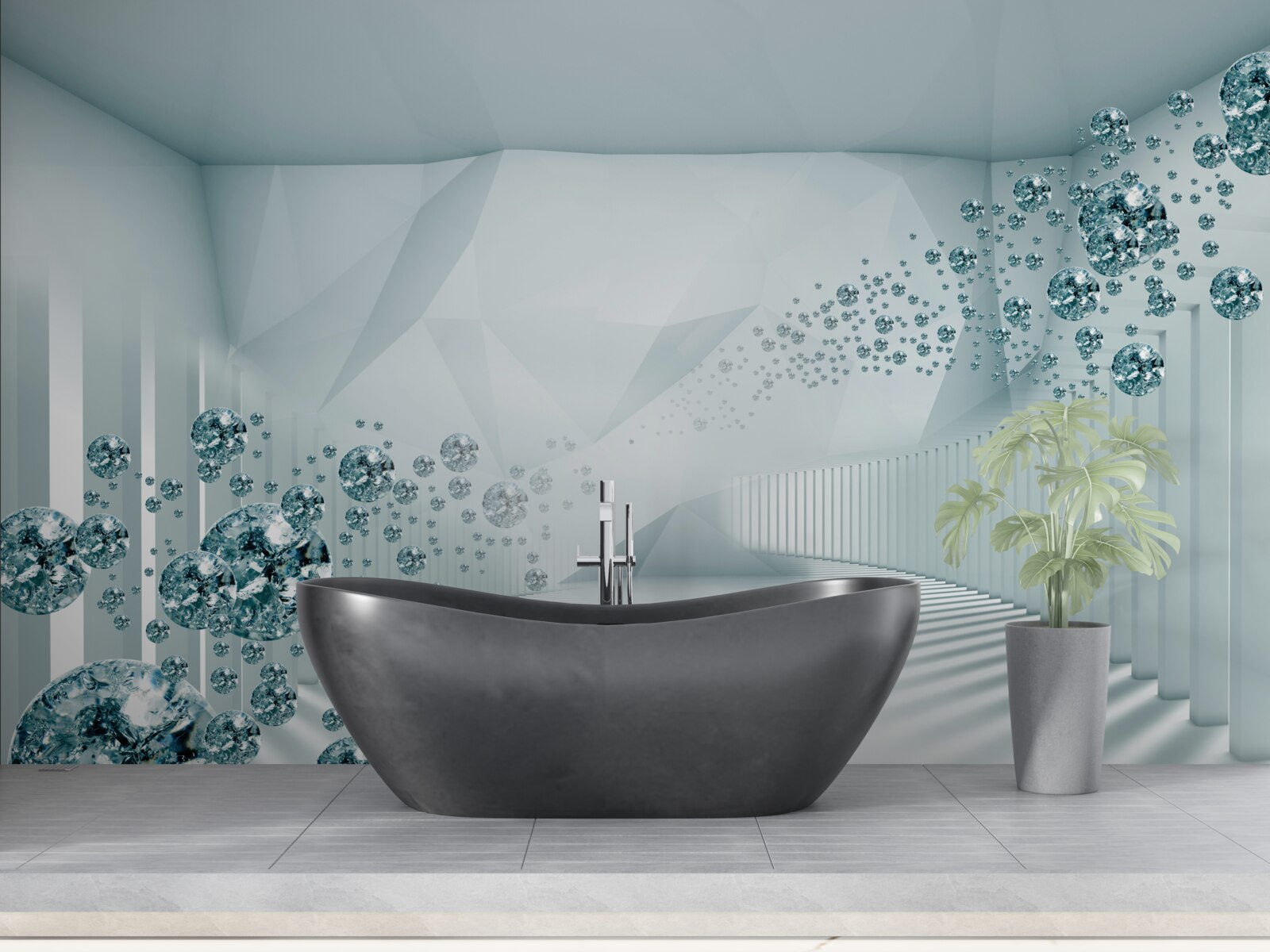 Fototapet creșterea particulelor de ocean albastru