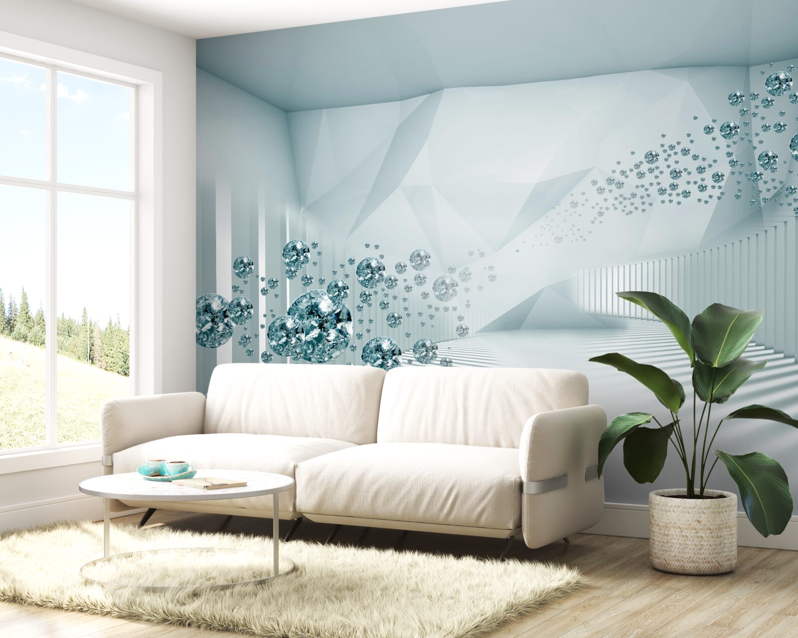 Fototapet creșterea particulelor de ocean albastru