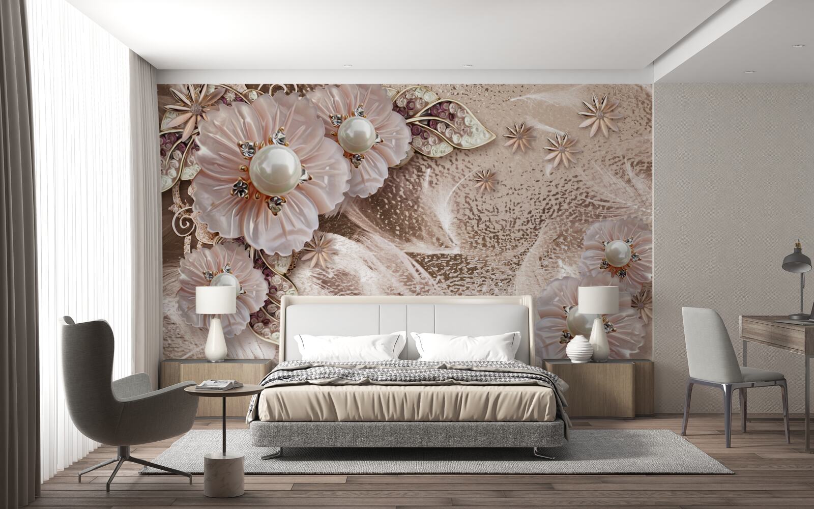 Fototapet perle și inflorescențe grațioase cu muguri deschiși