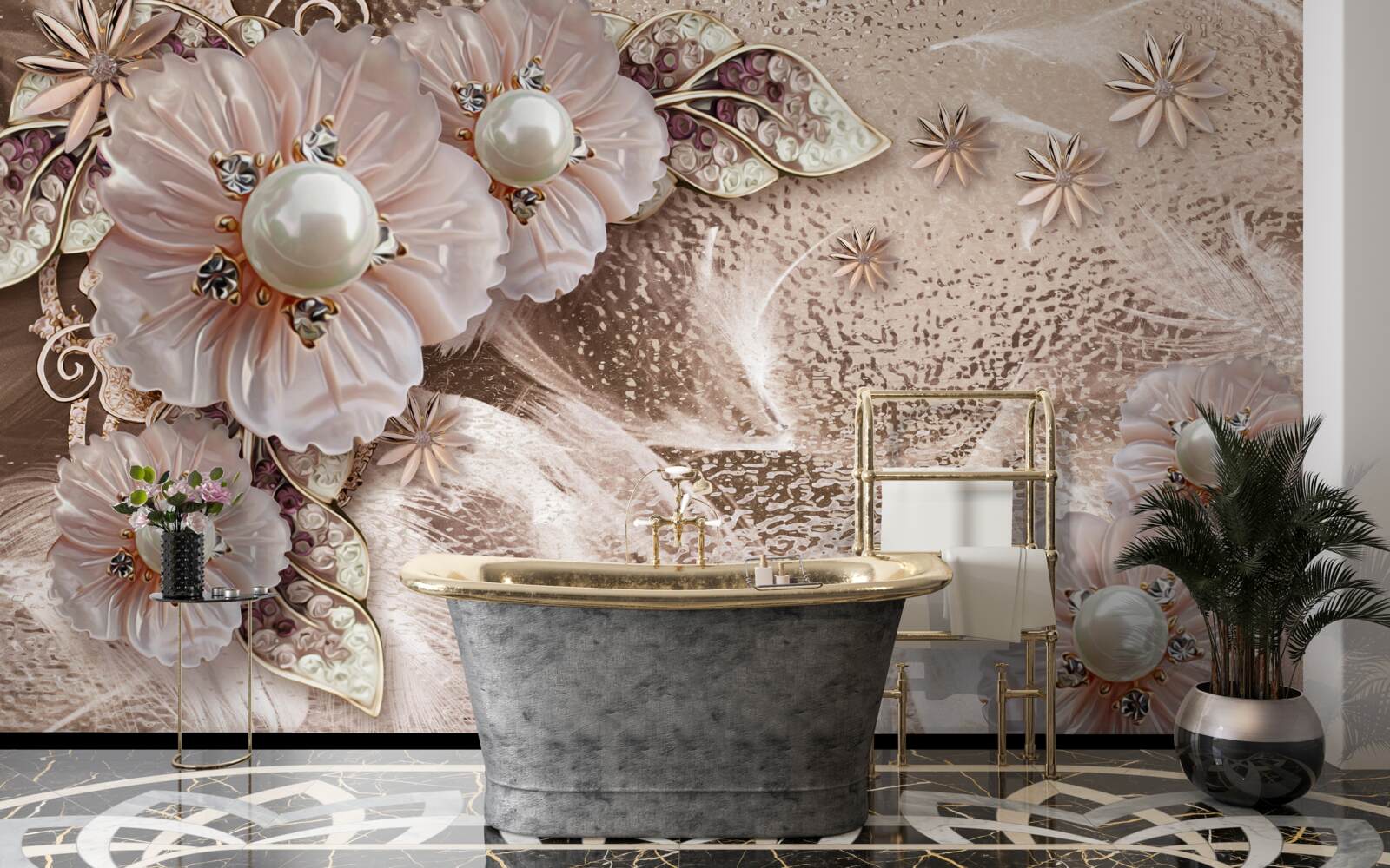 Fototapet perle și inflorescențe grațioase cu muguri deschiși