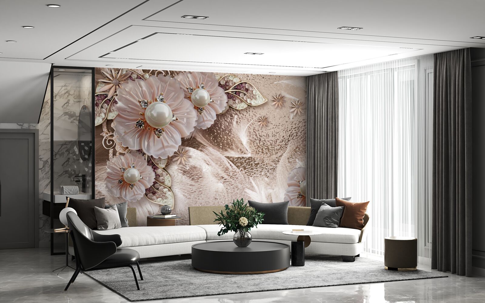 Fototapet perle și inflorescențe grațioase cu muguri deschiși