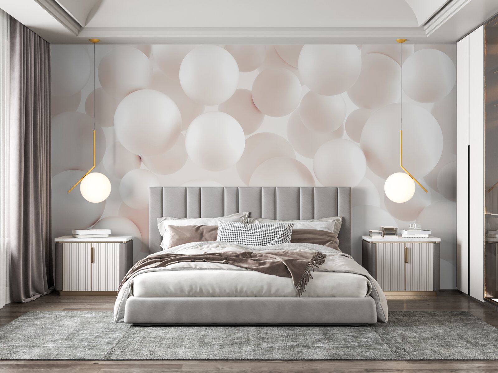 Fototapet o mulțime de bile roz strălucitor