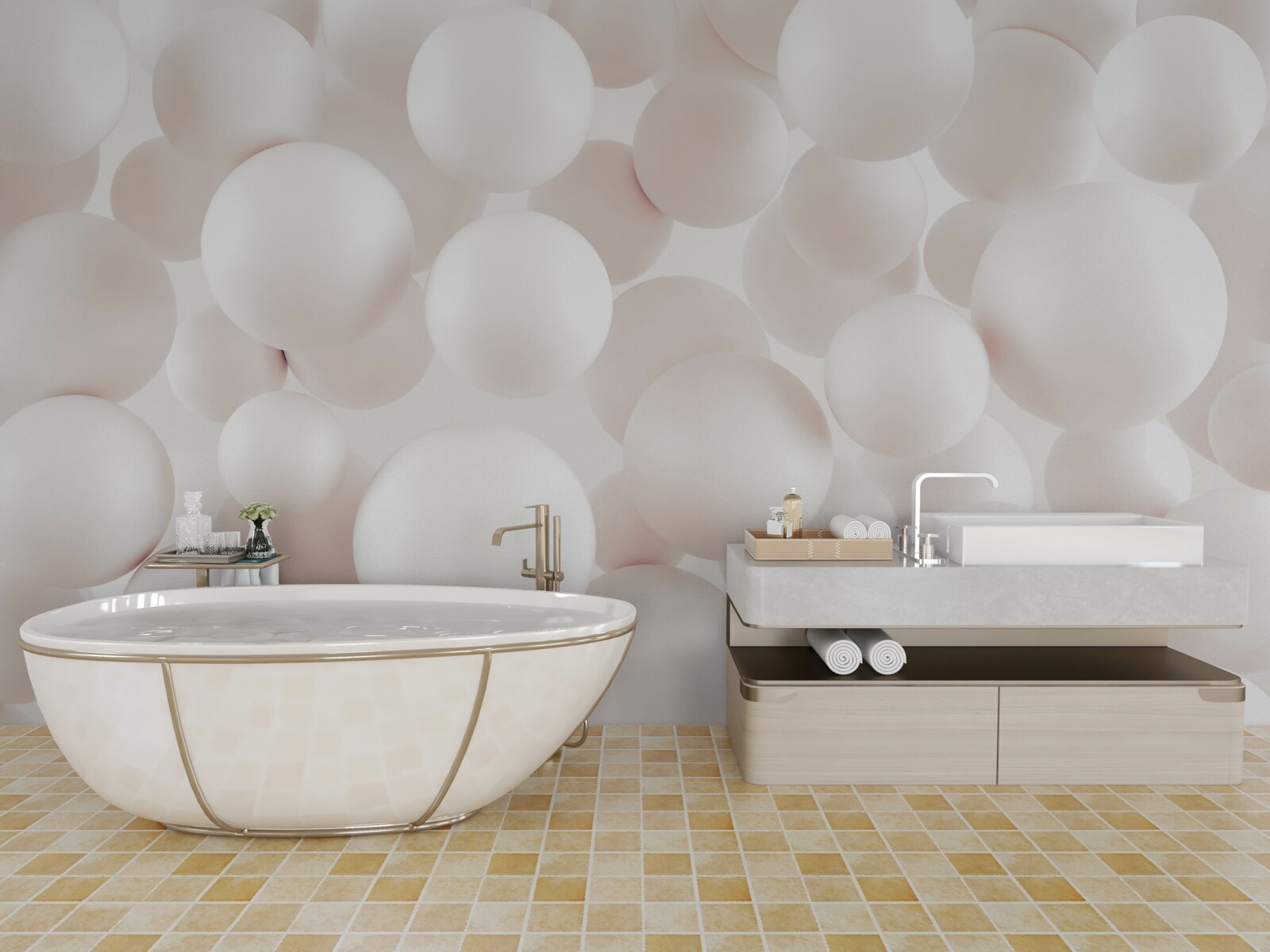 Fototapet o mulțime de bile roz strălucitor