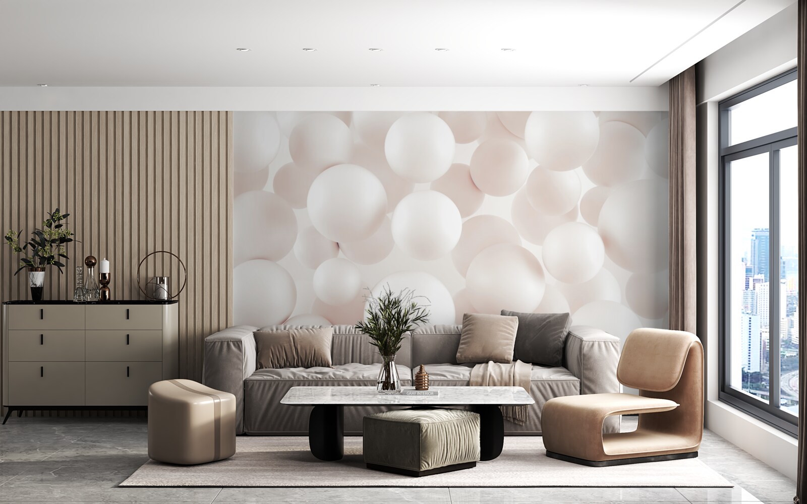 Fototapet o mulțime de bile roz strălucitor