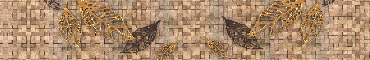 Fototapet mozaic în tonuri de maro cu o imagine de frunze