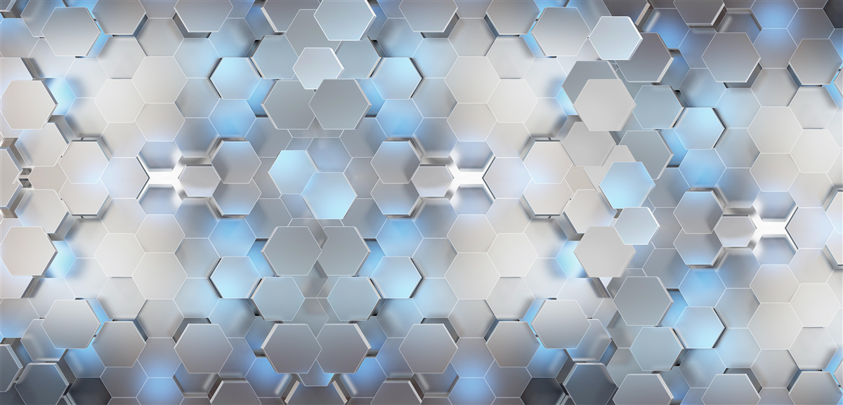 Fototapet perle albastre plutitoare pe un fundal gri