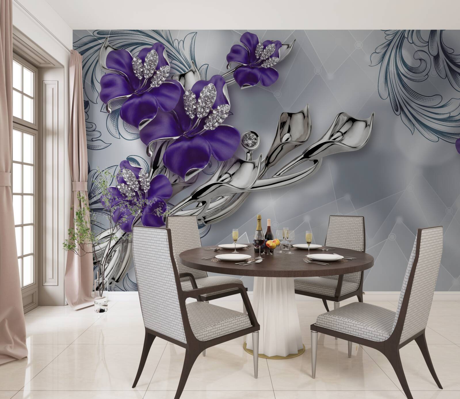 Fototapet crin mov regal pe ramuri