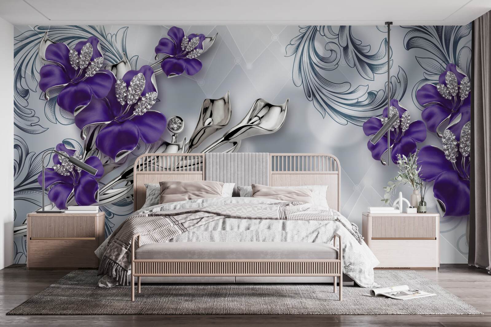 Fototapet crin mov regal pe ramuri