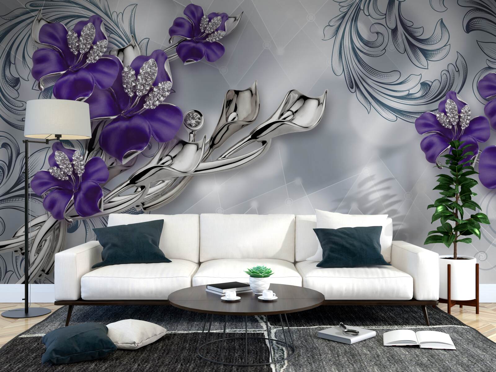 Fototapet crin mov regal pe ramuri