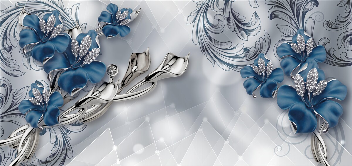 Fototapet crin albastru regal pe fundal argintiu