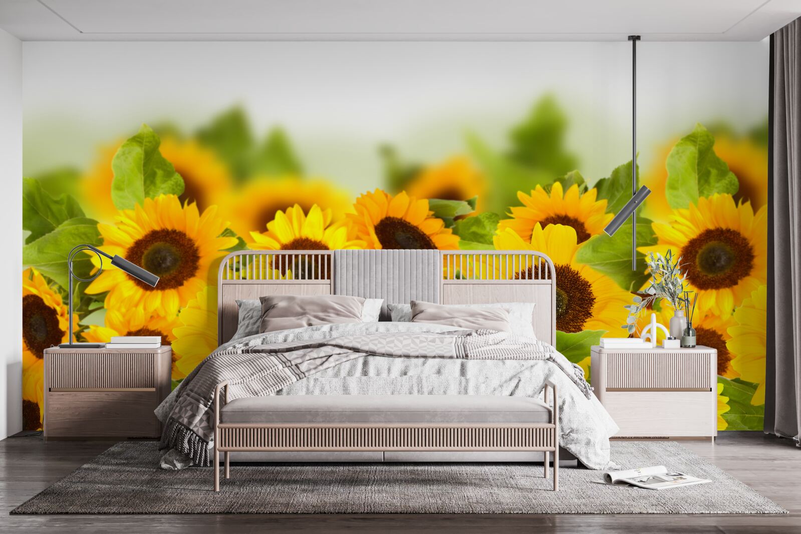 Fototapet un număr mare de floarea-soarelui aurii