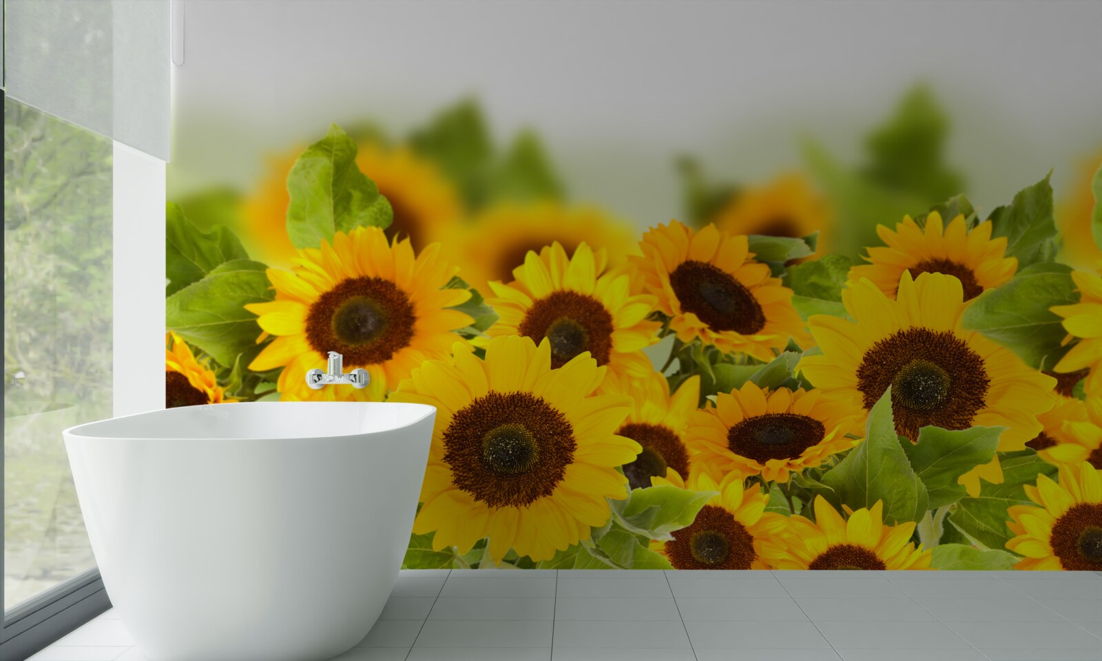 Fototapet un număr mare de floarea-soarelui aurii