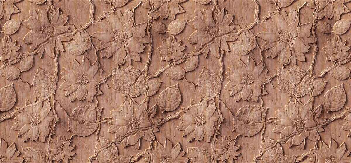 Fototapet flori ornamentale maro