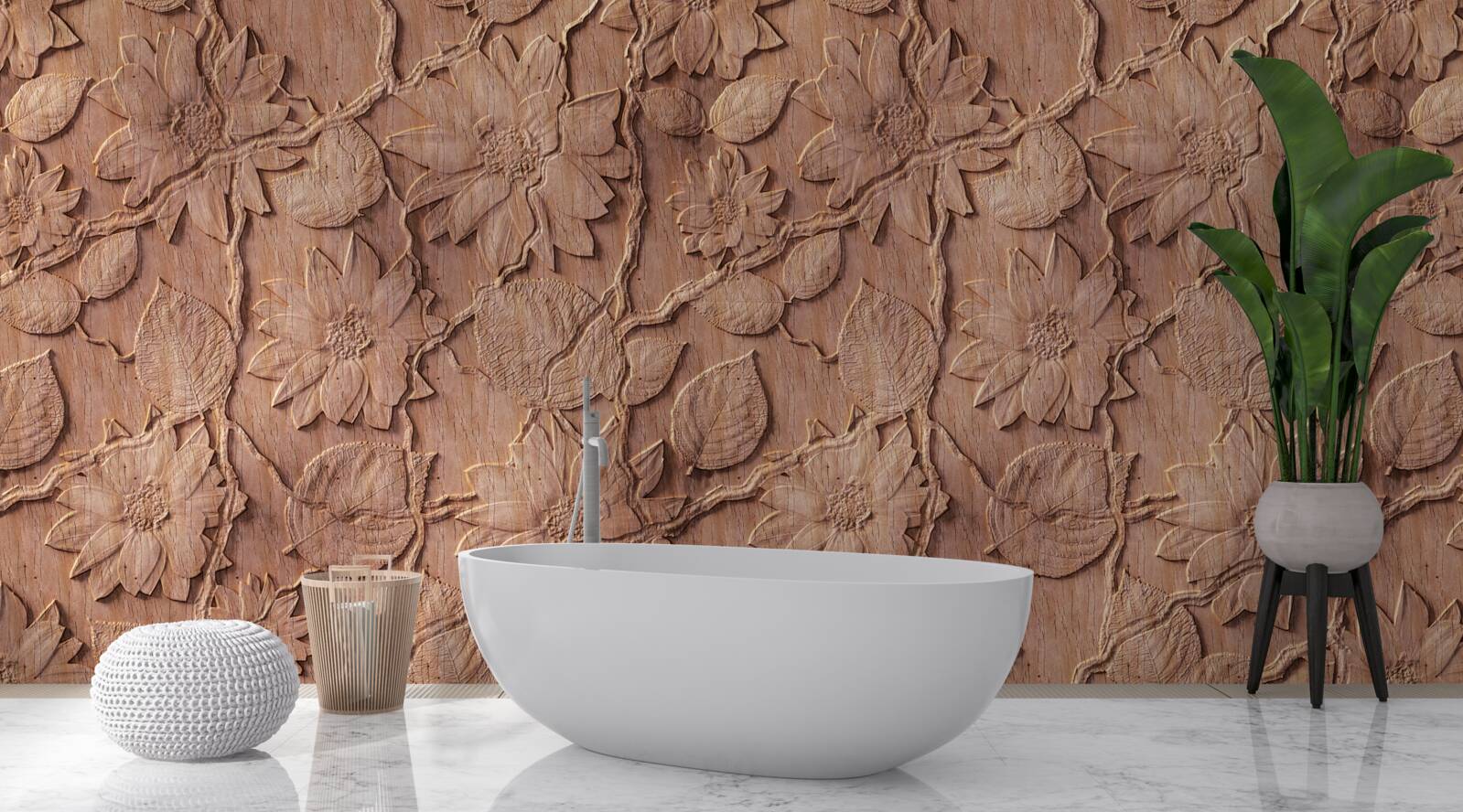 Fototapet flori ornamentale maro