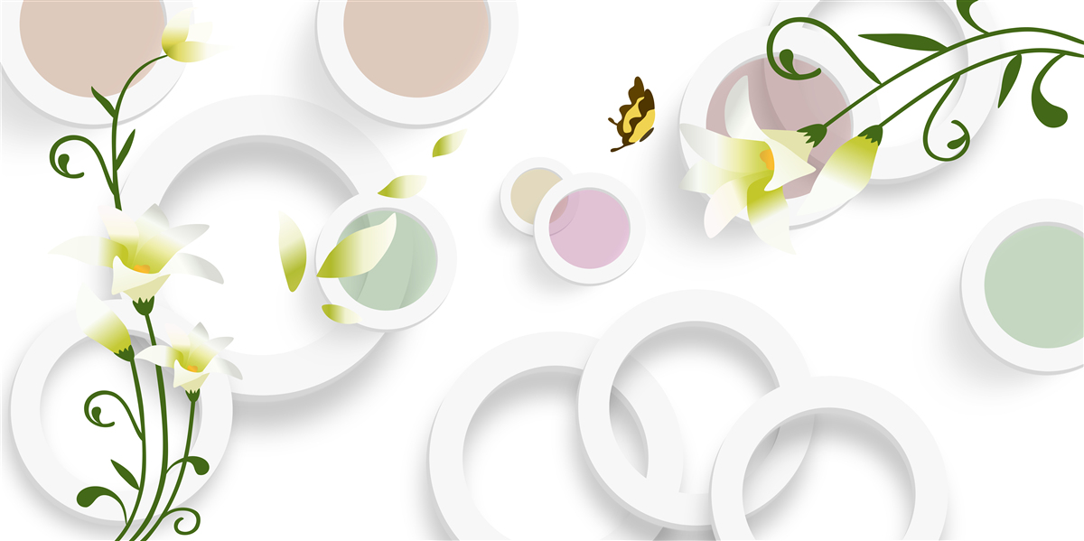 Fototapet ramurile sunt verzi, cu muguri galbeni și părți rotunjite