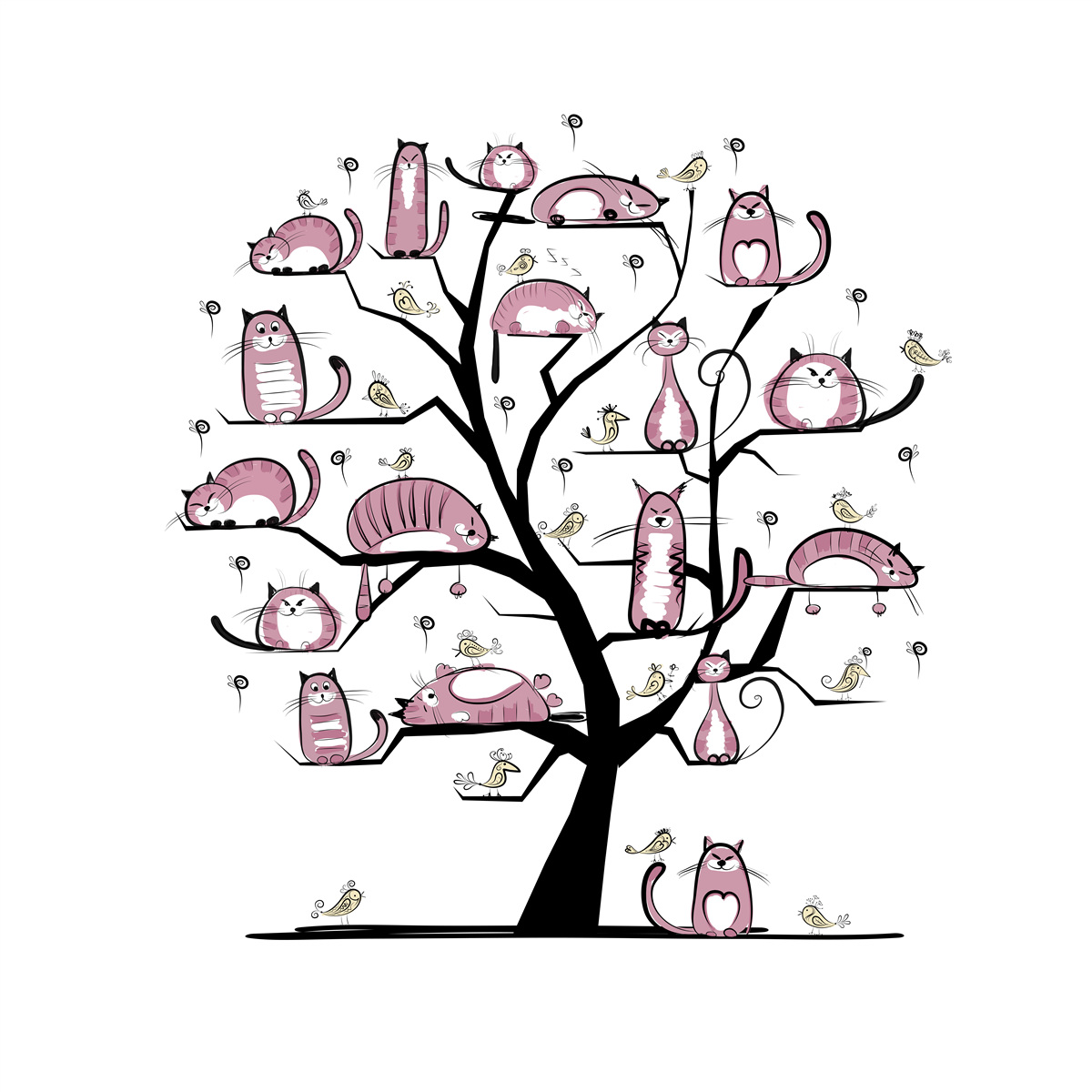 Fototapet copac pentru pisici