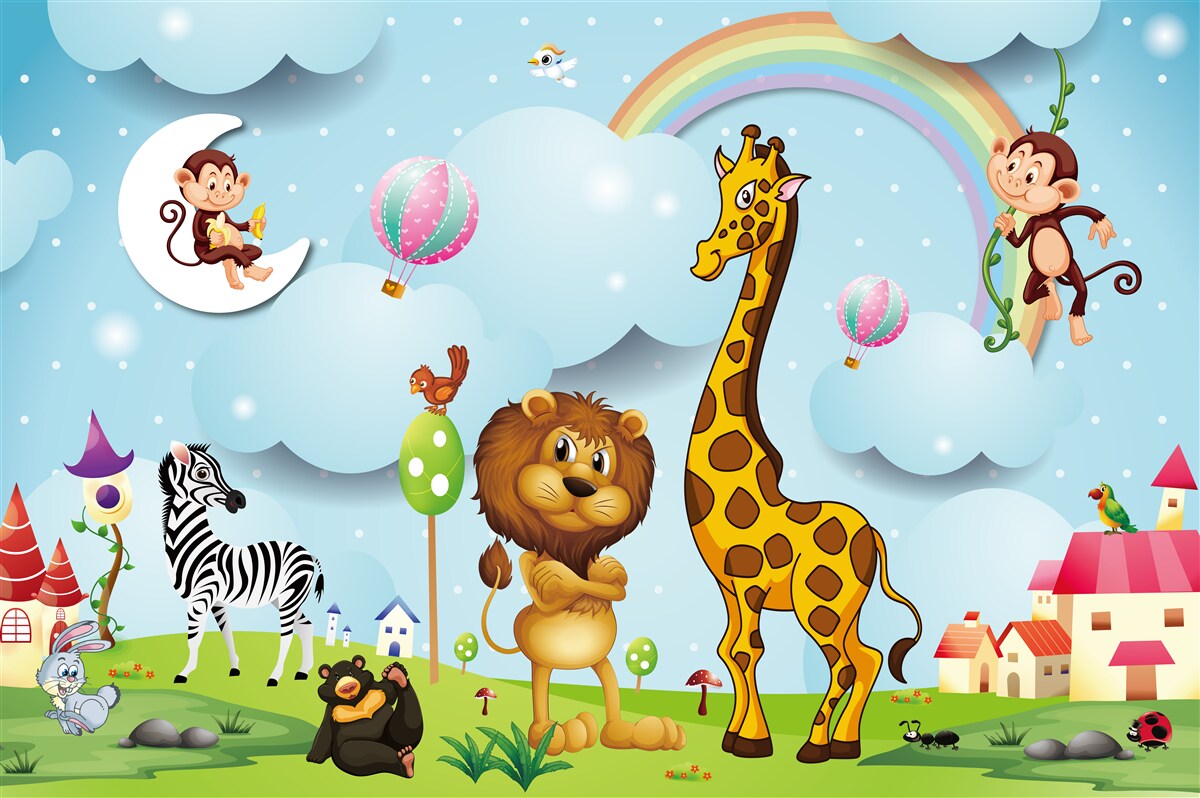 Fototapet animale pe o pajiște proaspătă