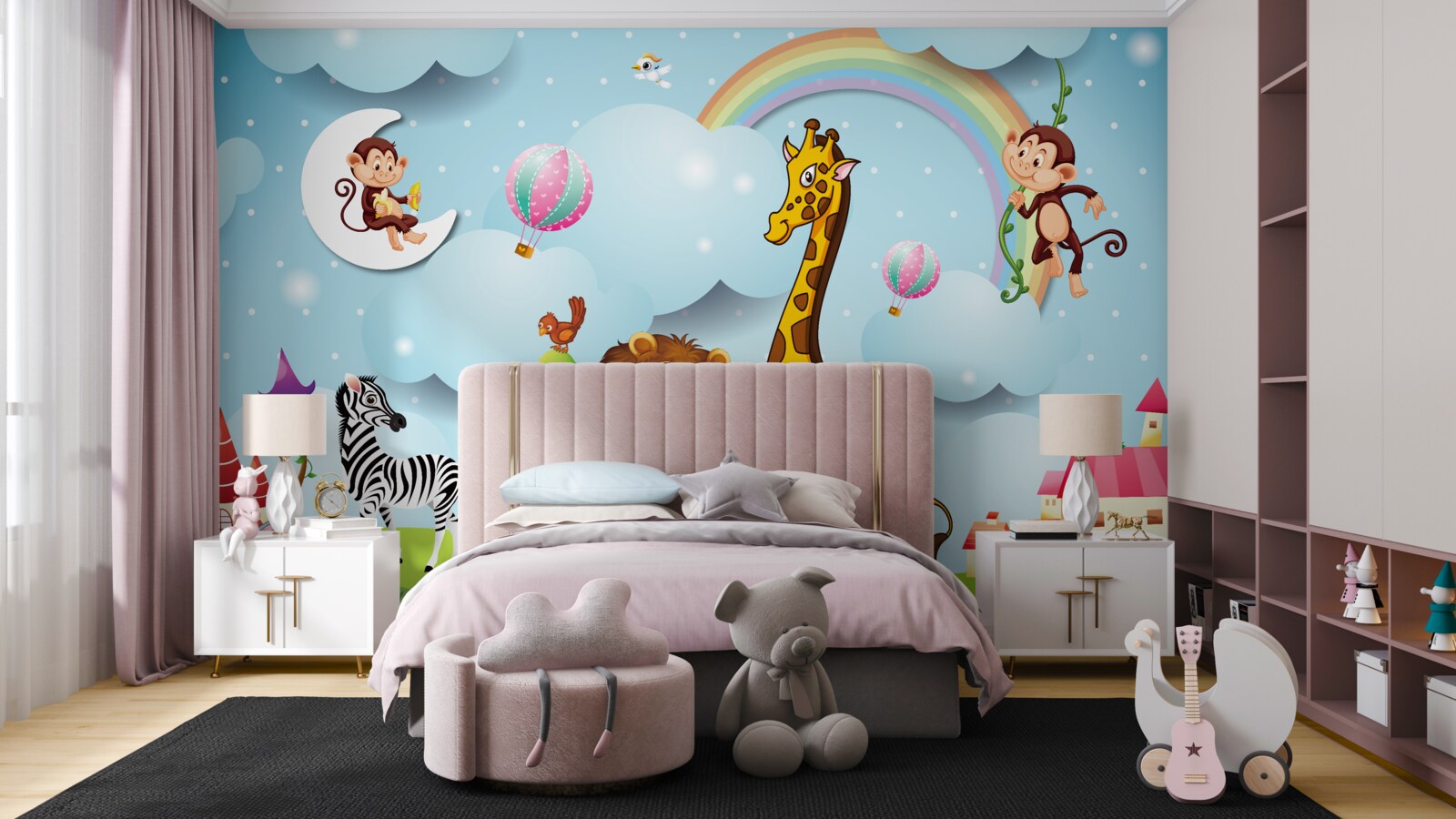 Fototapet animale pe o pajiște proaspătă