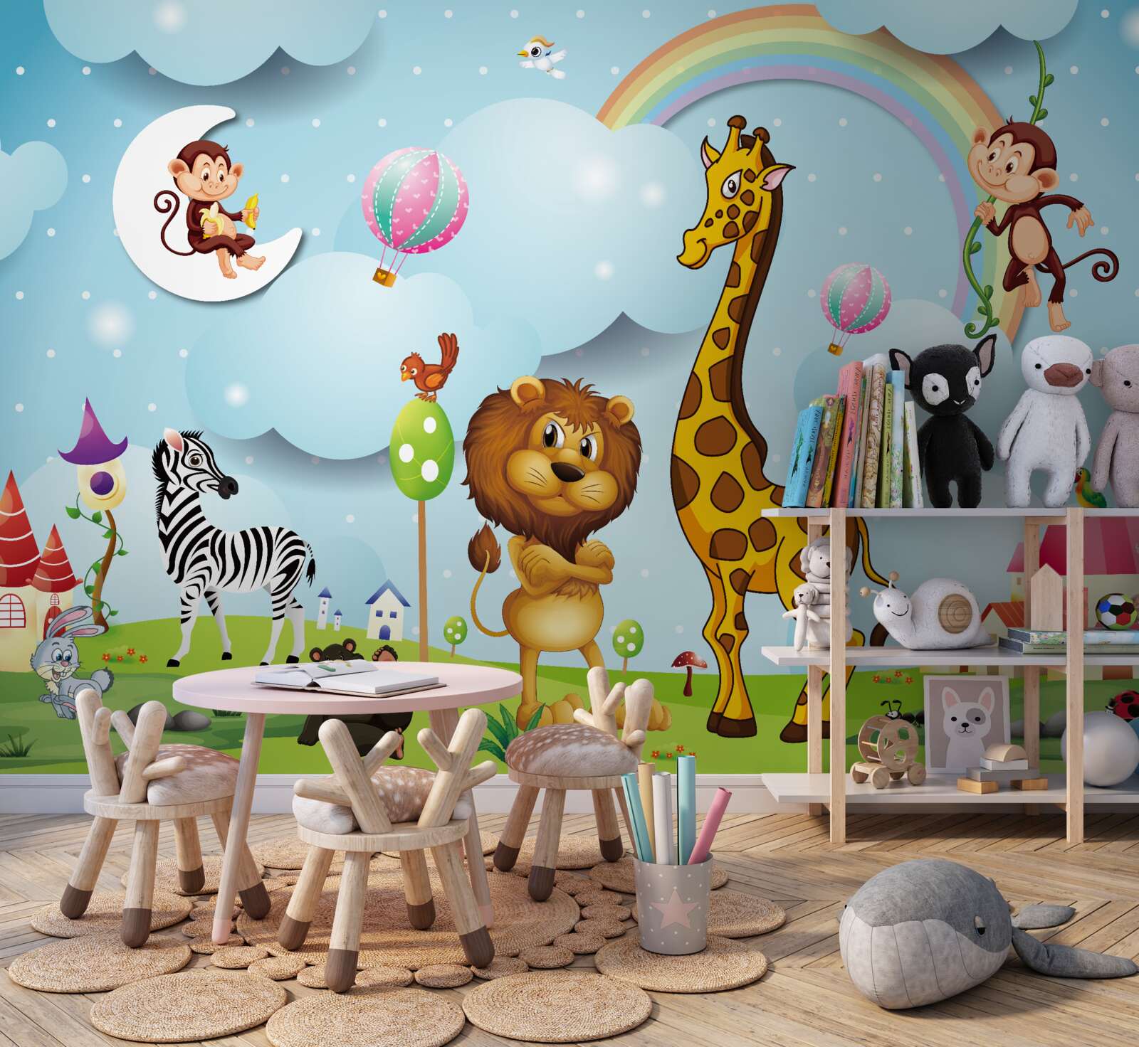 Fototapet animale pe o pajiște proaspătă