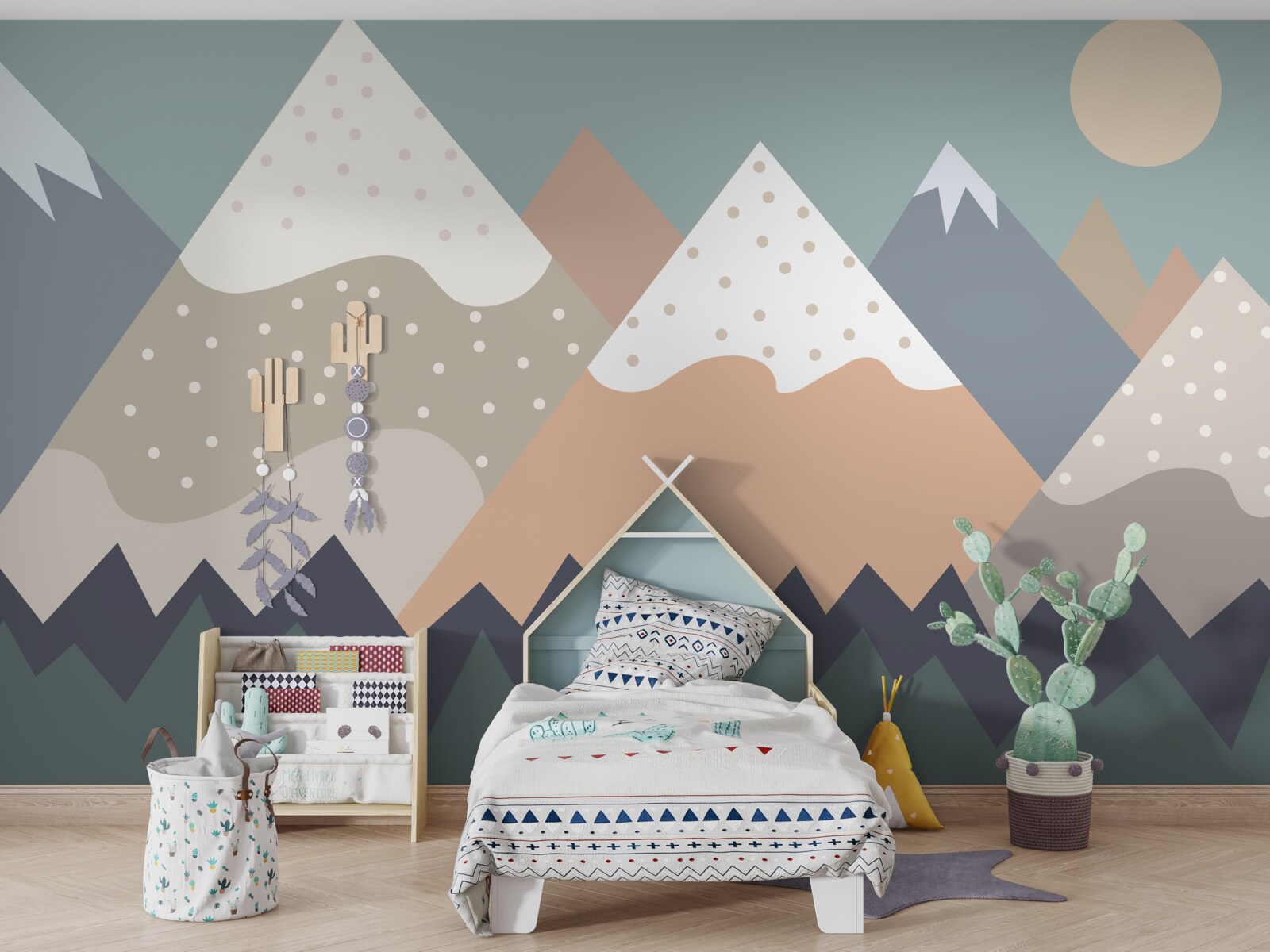 Fototapet munți reprezentați în culori diferite