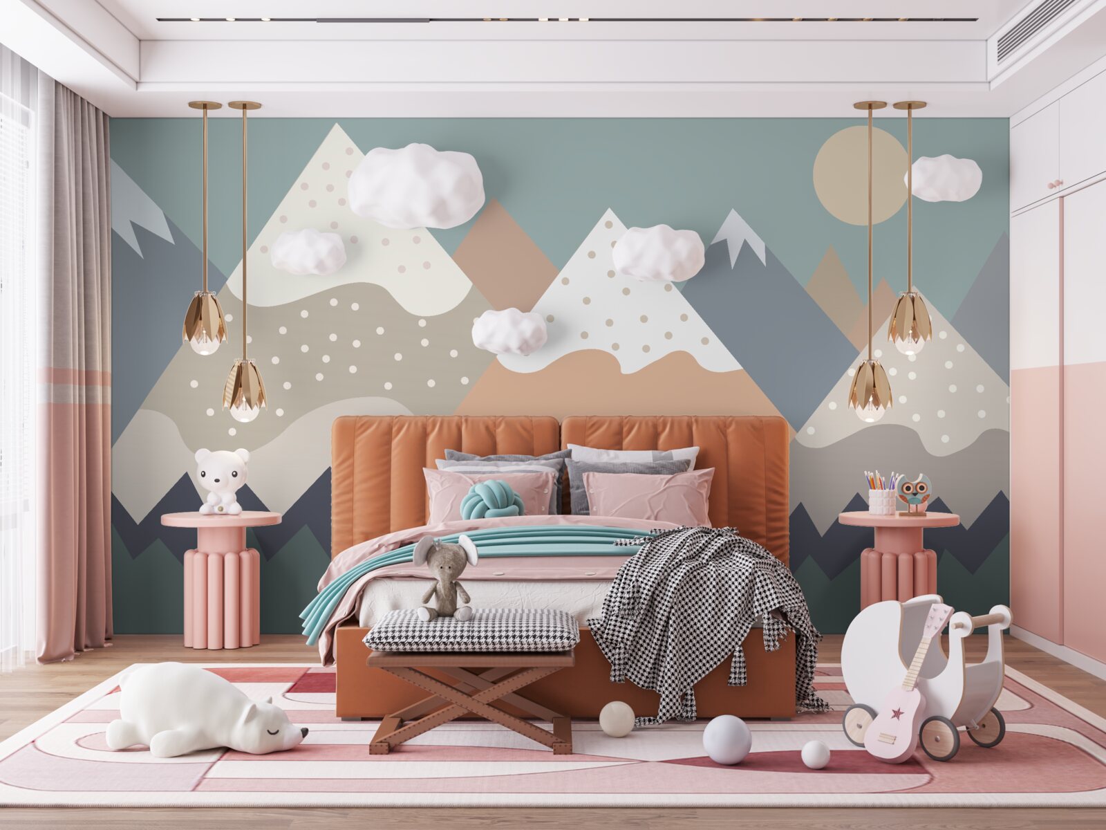 Fototapet munți reprezentați în culori diferite