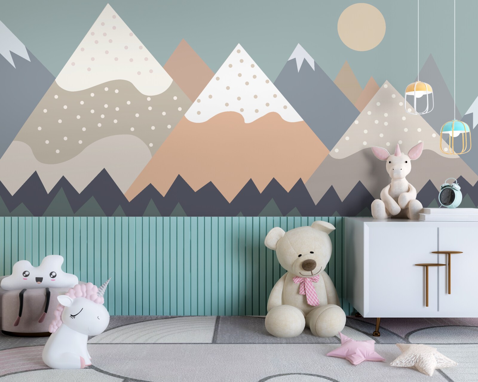 Fototapet munți reprezentați în culori diferite