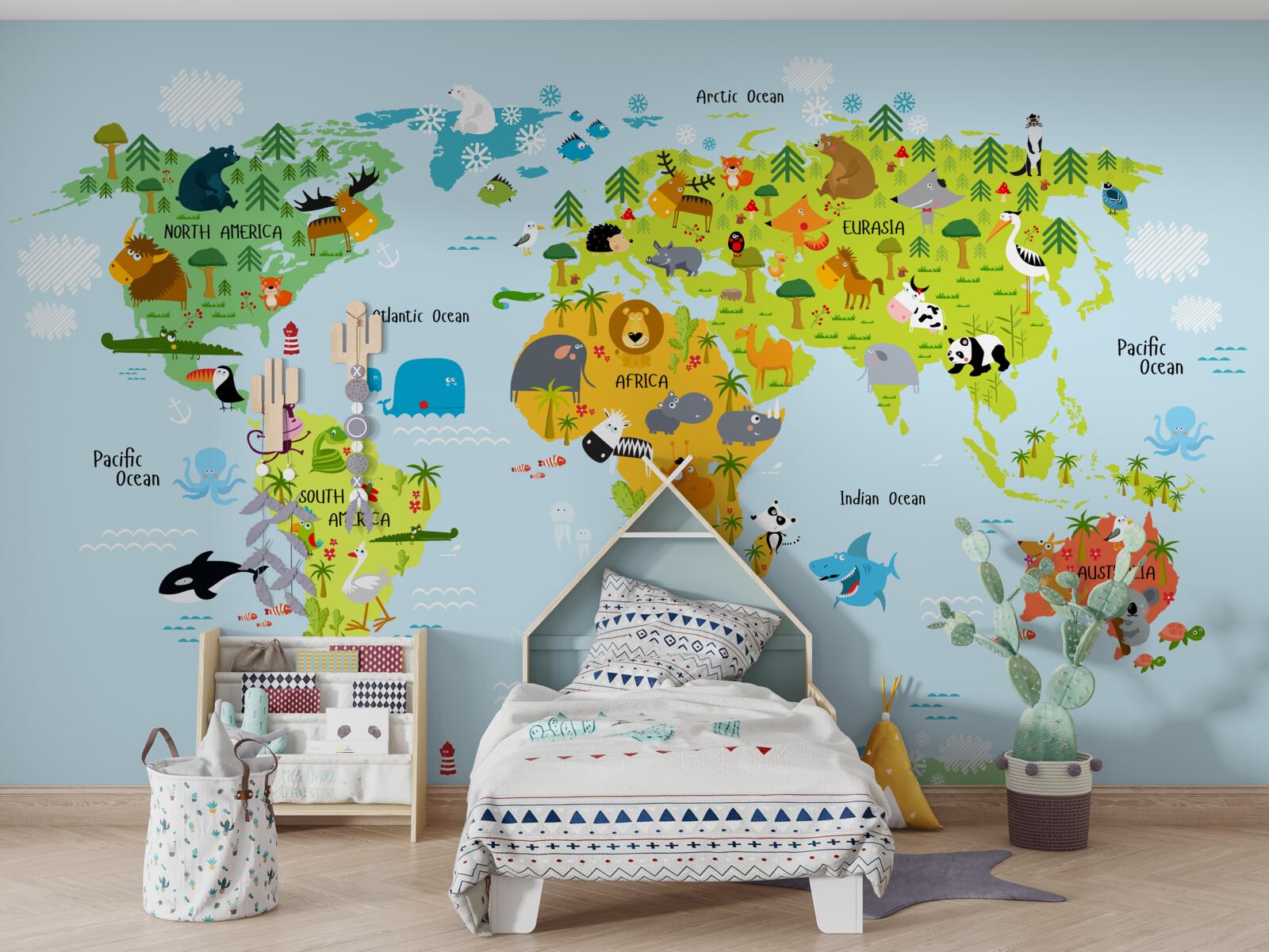 Fototapet harta lumii cu vibrații